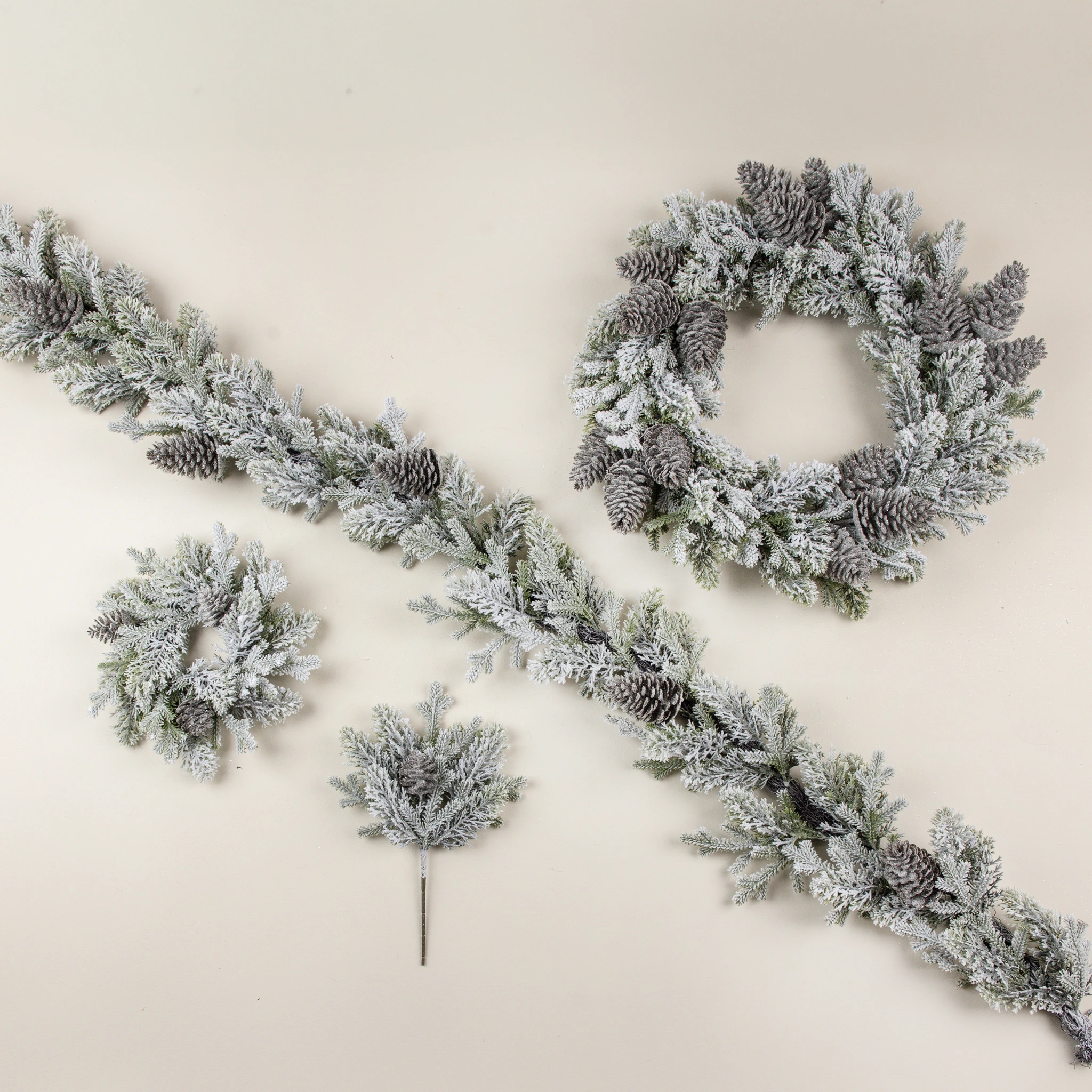 Glittered Snowy Pine with Pinecone Wreath, 22", photo 4 of 4