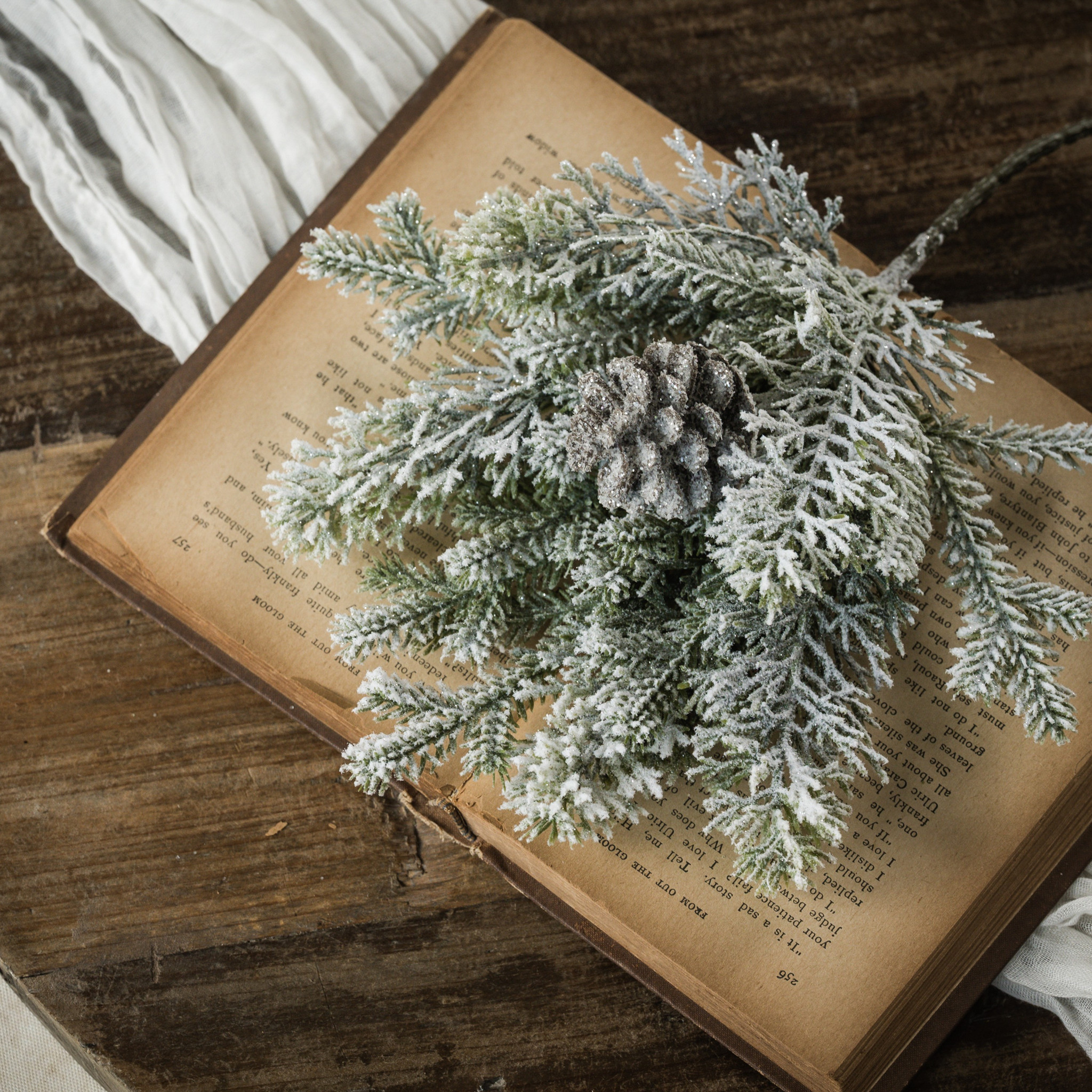 Glittered Pine & Pinecone Pick, 13"