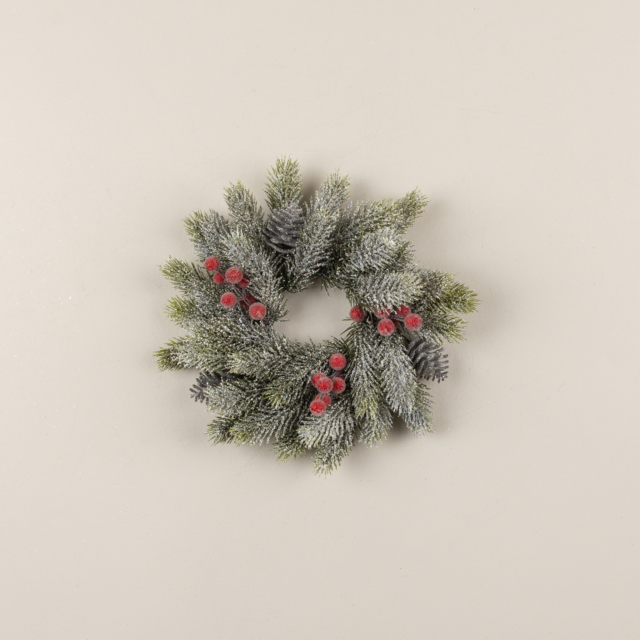 Frosted Pine & Berry Candle Ring, 13", photo 2 of 3