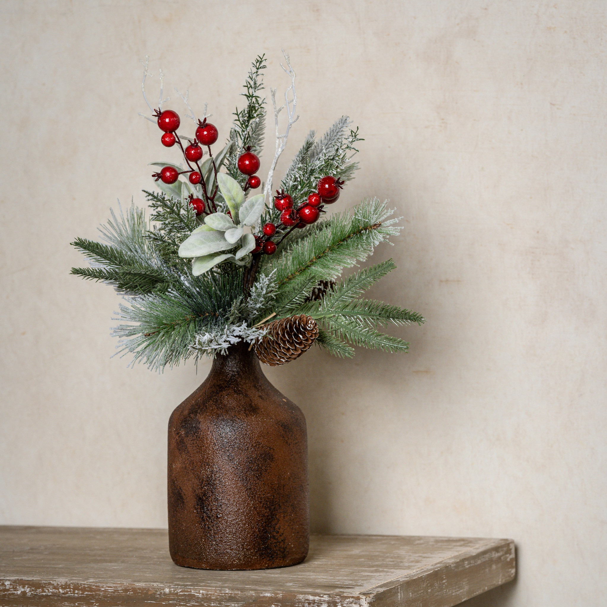 Snow-Covered Pine, Lamb's Ear & Red Berry Pick, 18", photo 4 of 5