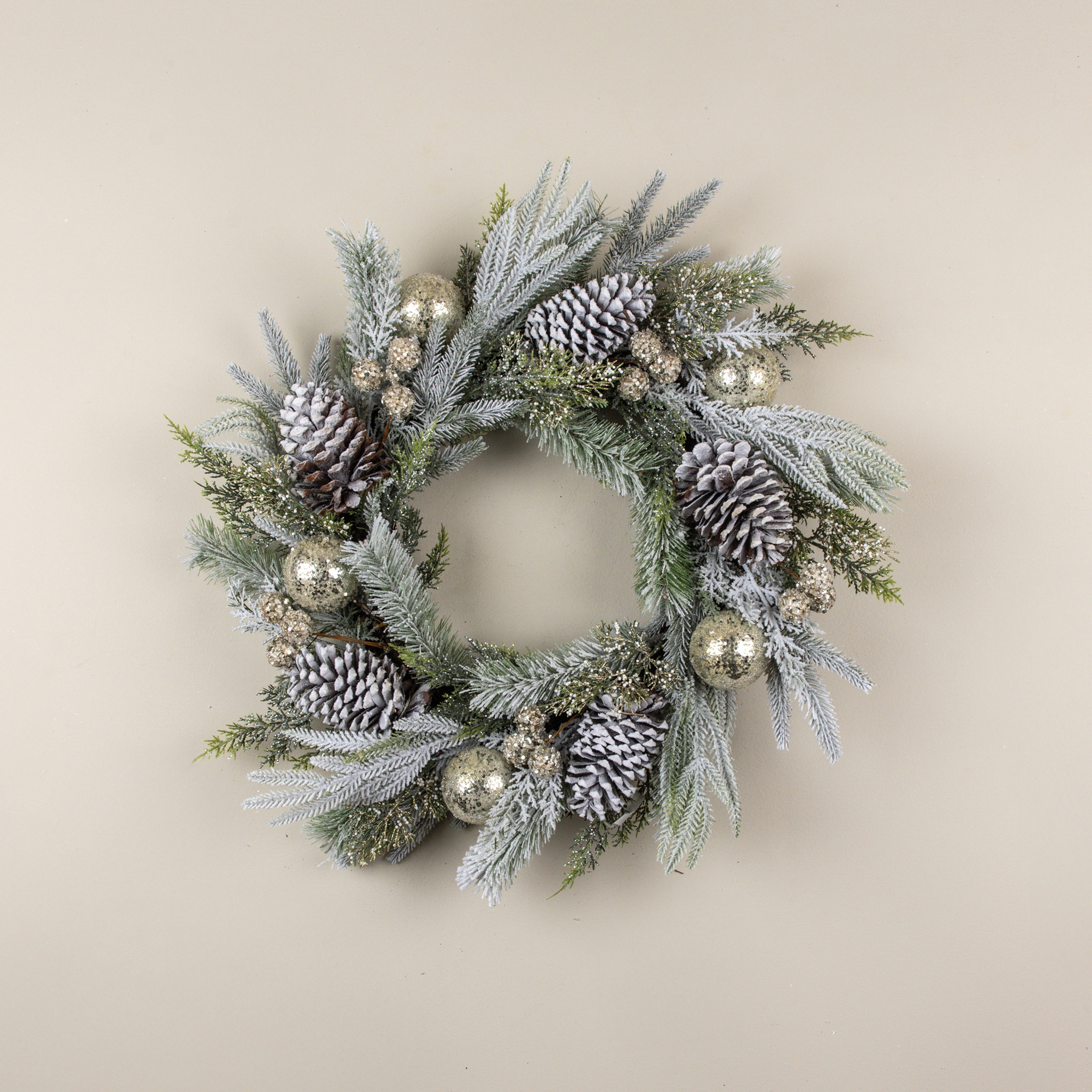Frosted Pine, Glitter Ball & Pinecone Wreath, 26", photo 3 of 3