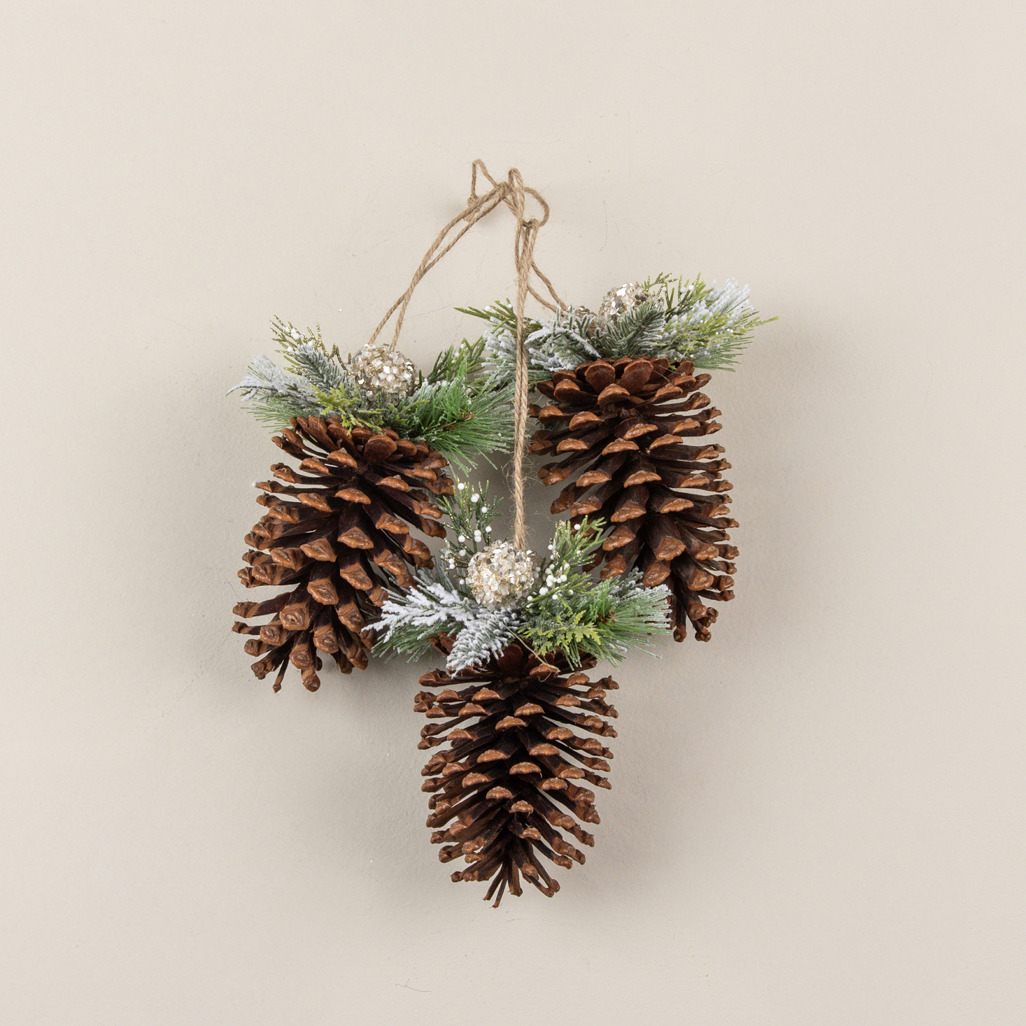 Frosted Pine, Glitter Ball Pinecone Cluster, 15"