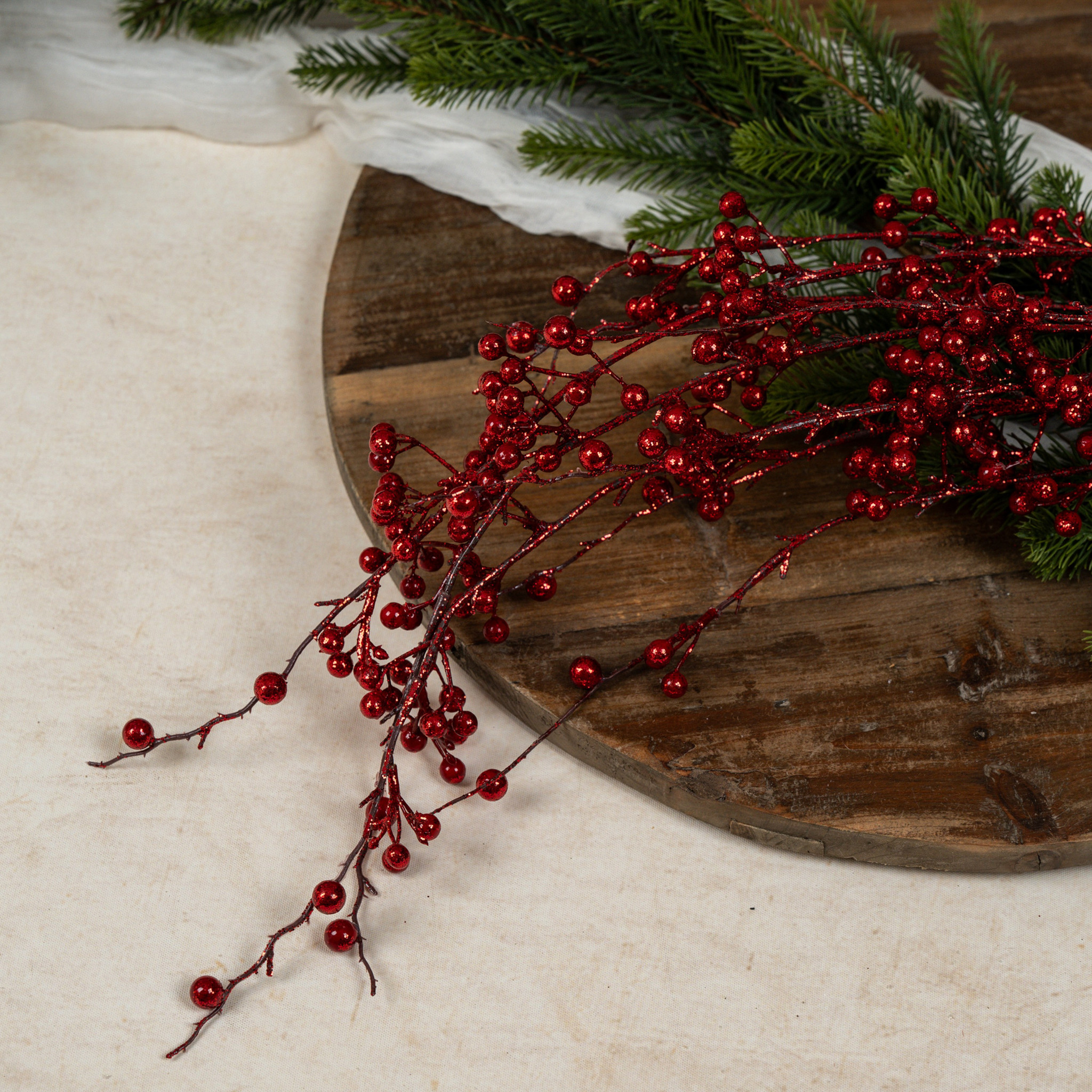 Glittered Red Berry Bush, 35"