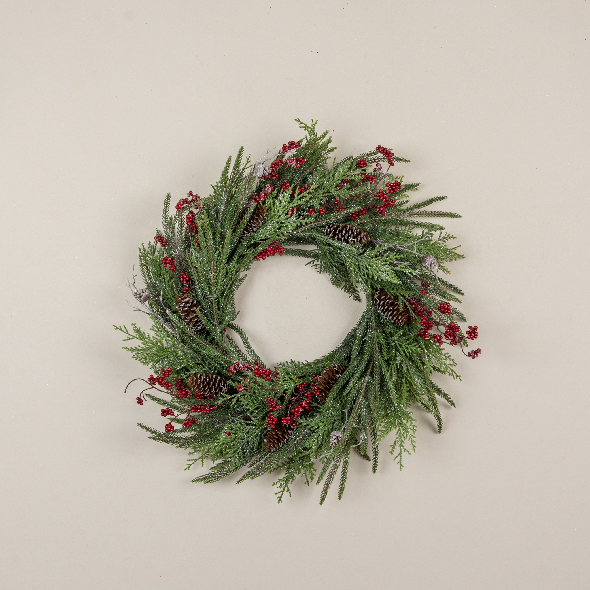 Cedar, Pine & Red Berries Wreath, 24", photo 2 of 3