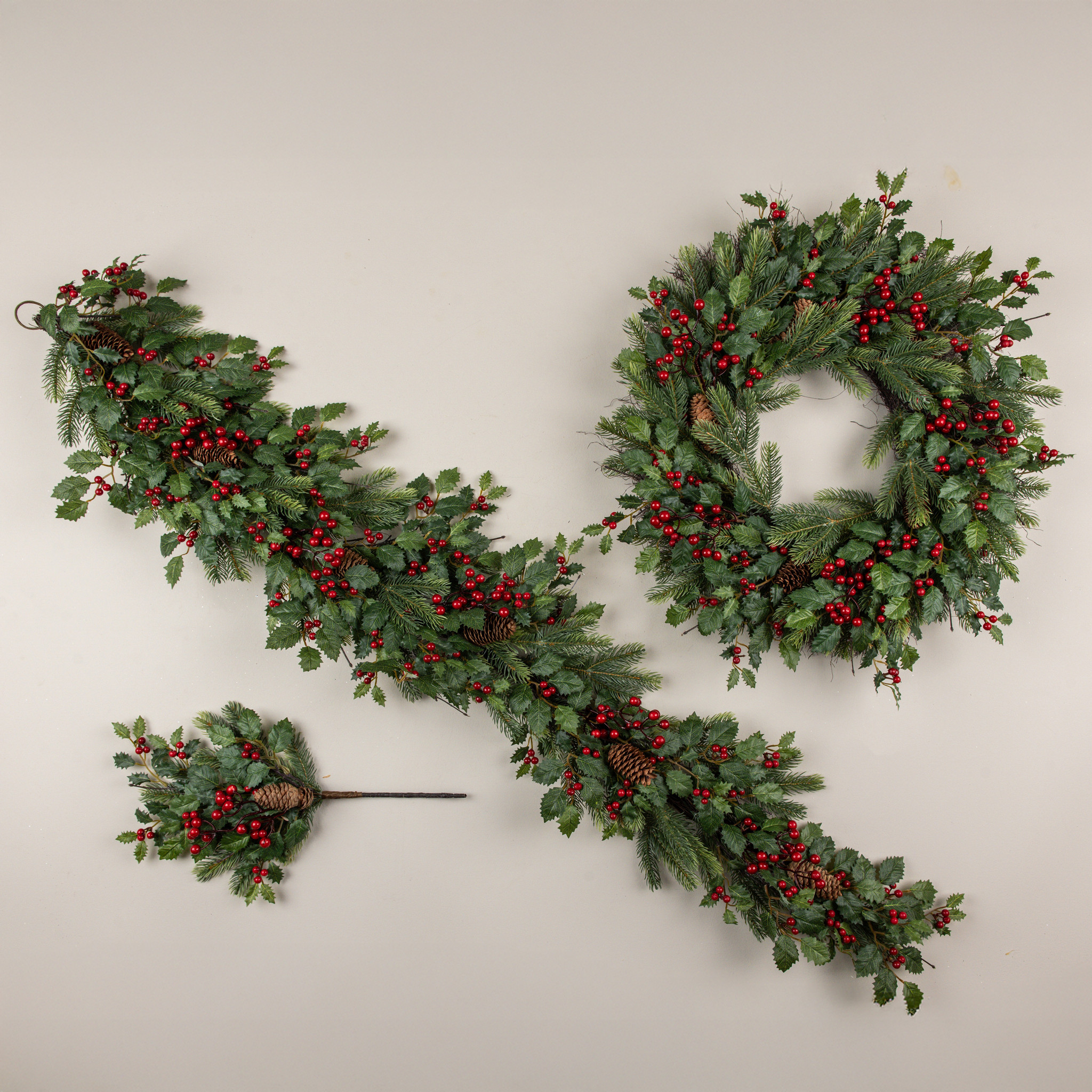 Holly, Pine & Berry Wreath, 24", photo 4 of 4
