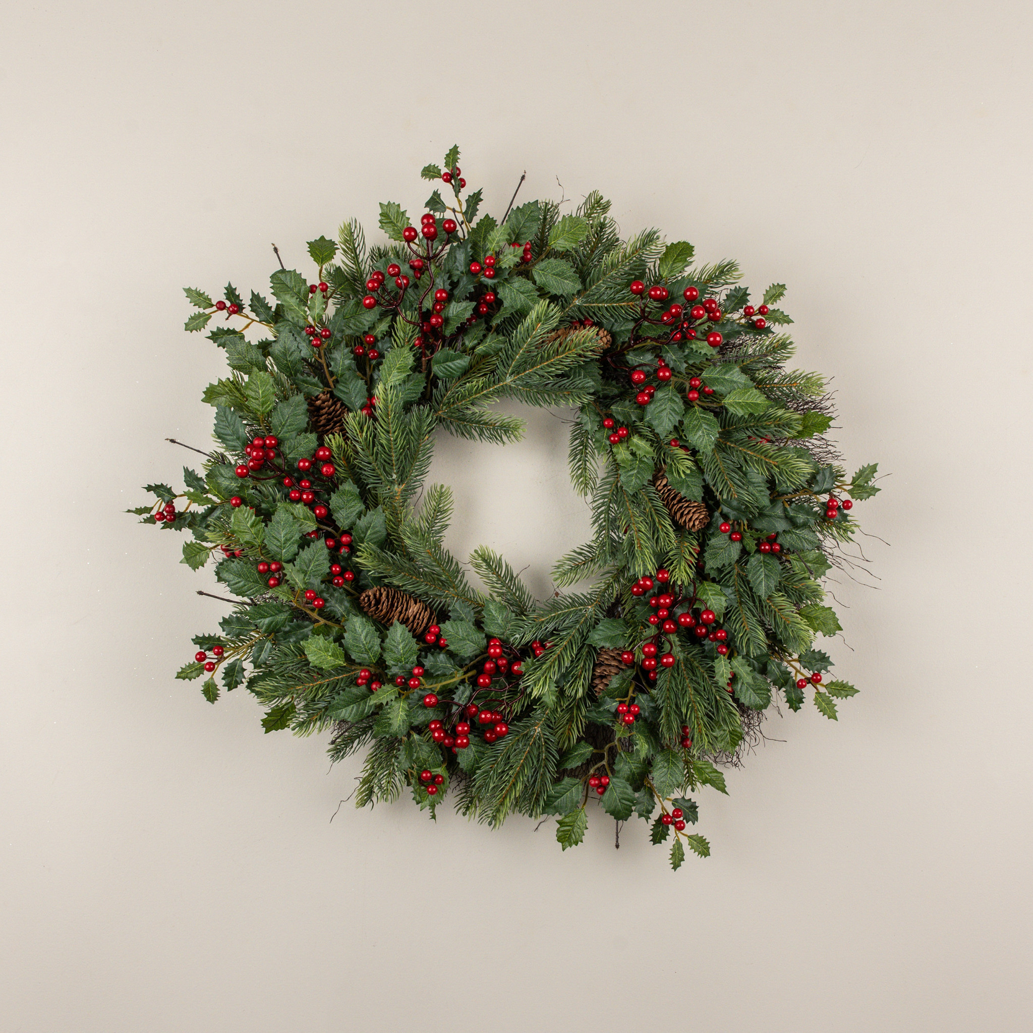 Holly, Pine & Berry Wreath, 24", photo 2 of 4
