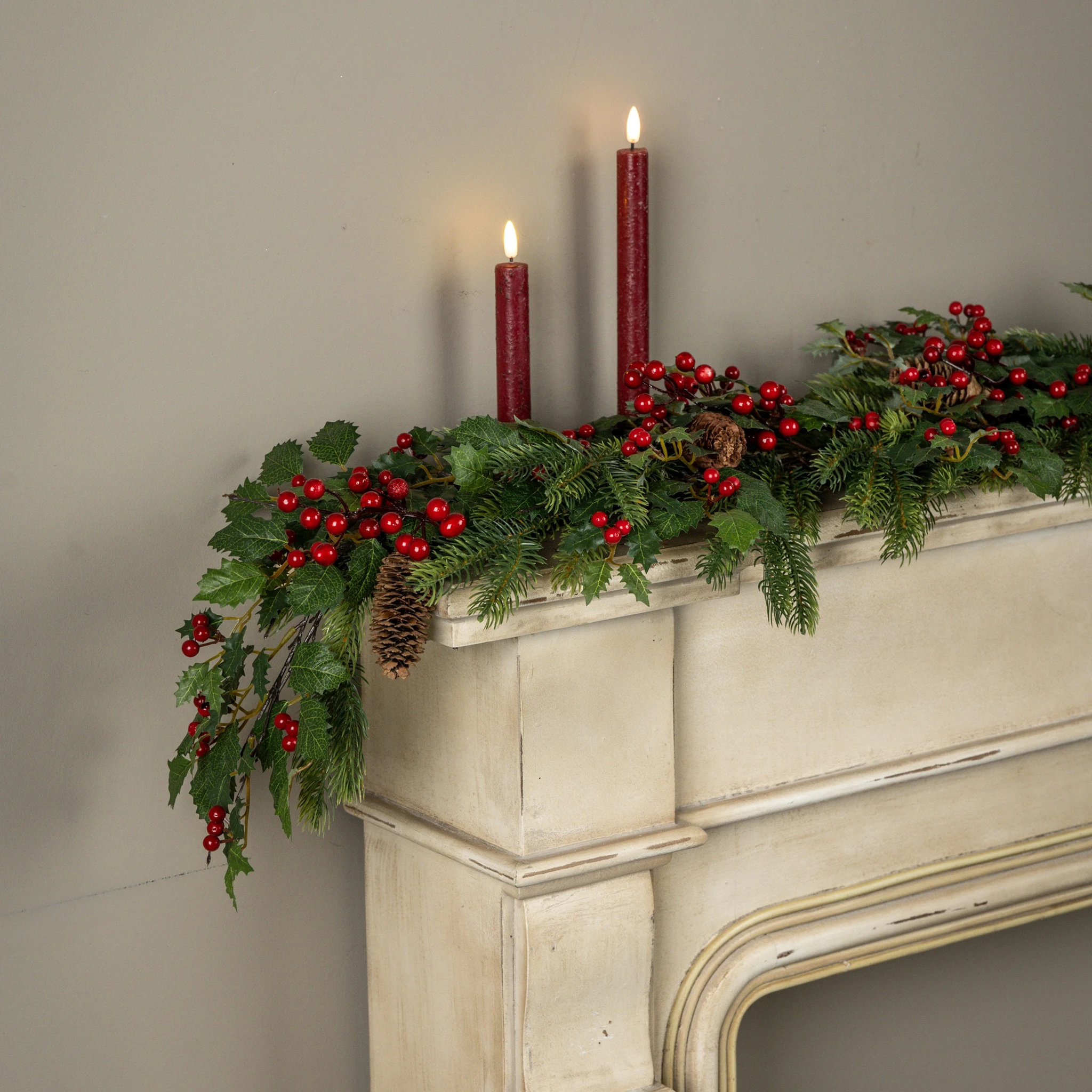 Holly, Pine & Berry Garland, 5 ft