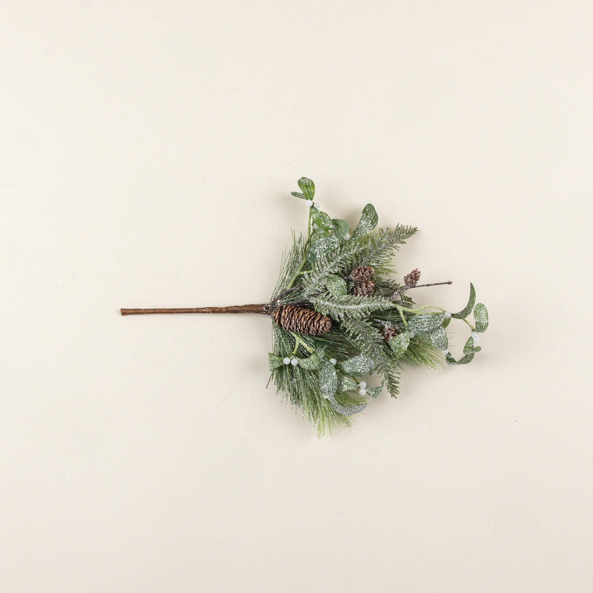 Frosted Pine, Hemlock & Mistletoe Pick, 16", photo 4 of 5