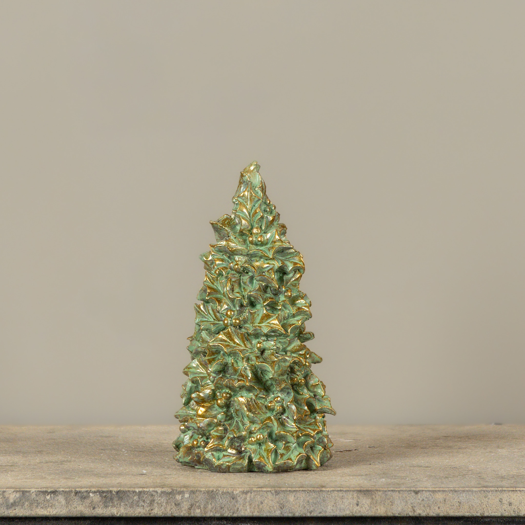Green & Gold Holly Tree, 9.5"