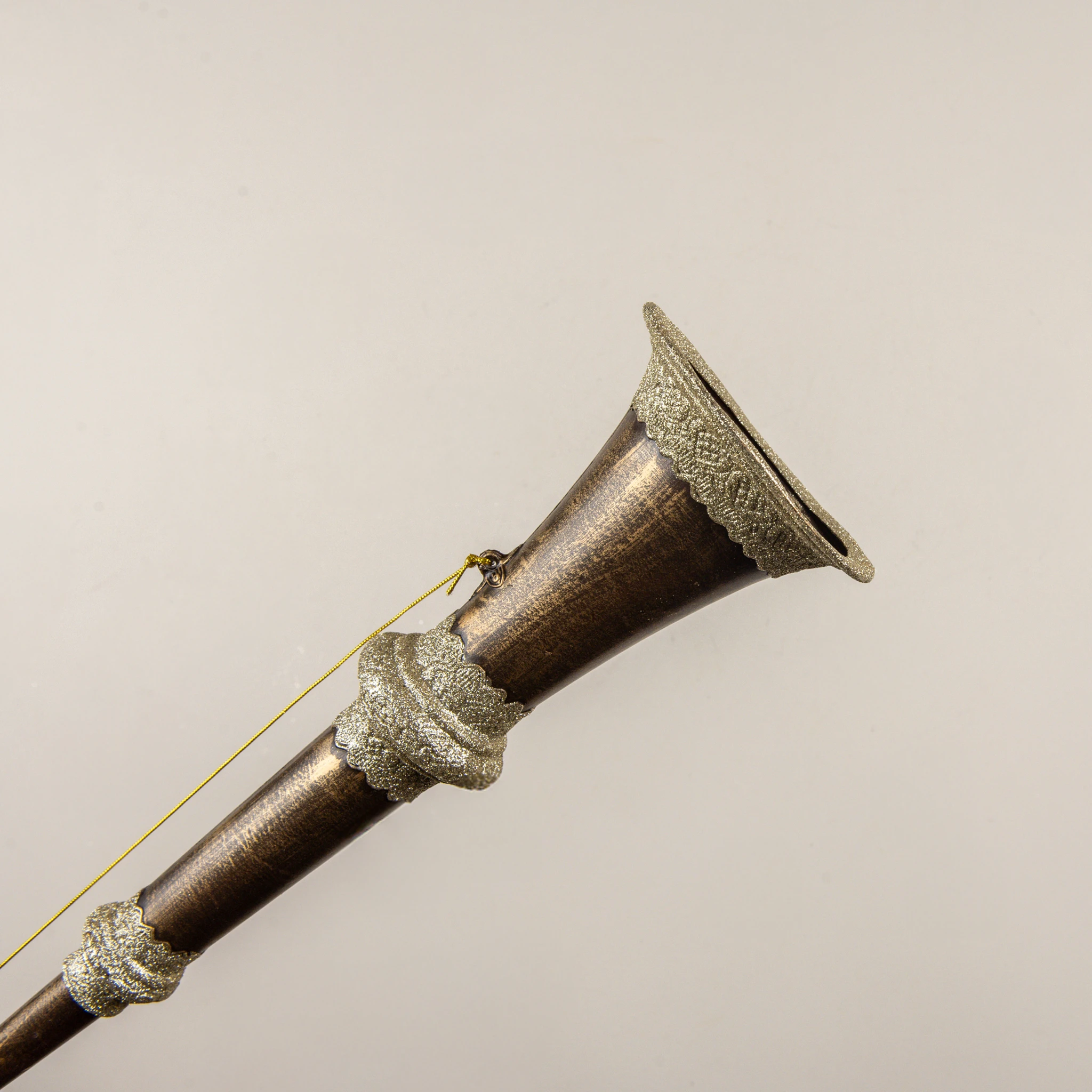 Glittered Gold Horn Ornament, photo 2 of 3