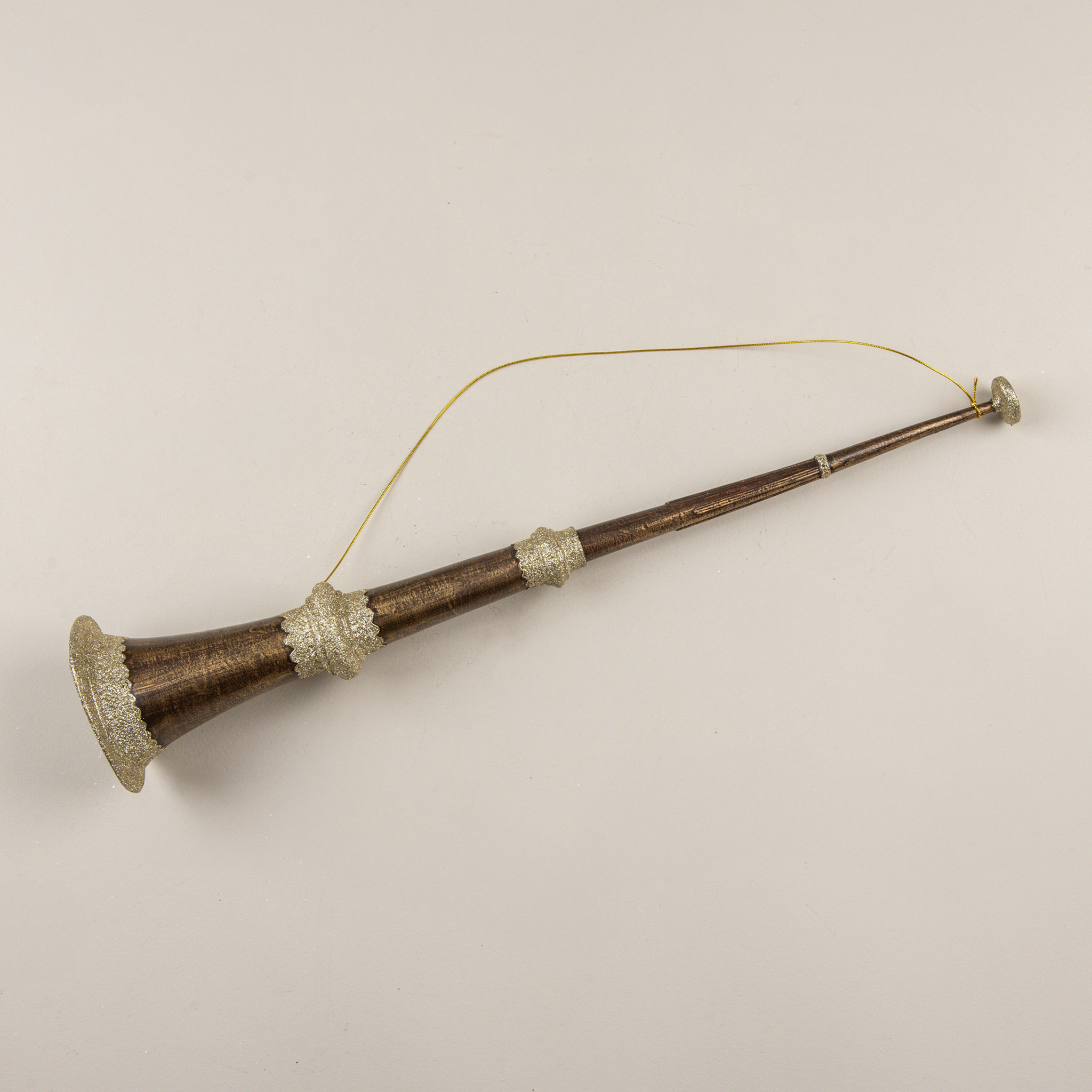 Glittered Gold Horn Ornament, photo 3 of 3