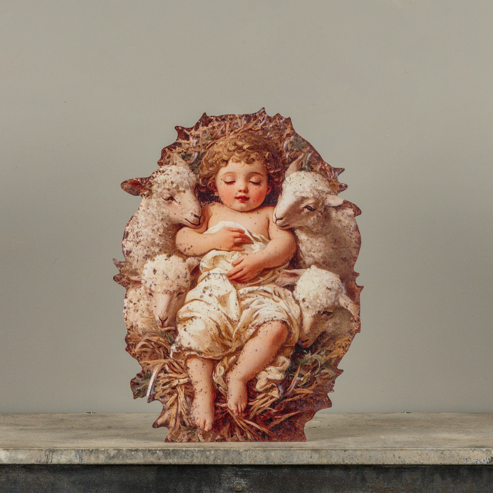 Baby Jesus with Lambs Metal Dummy Board, 18"