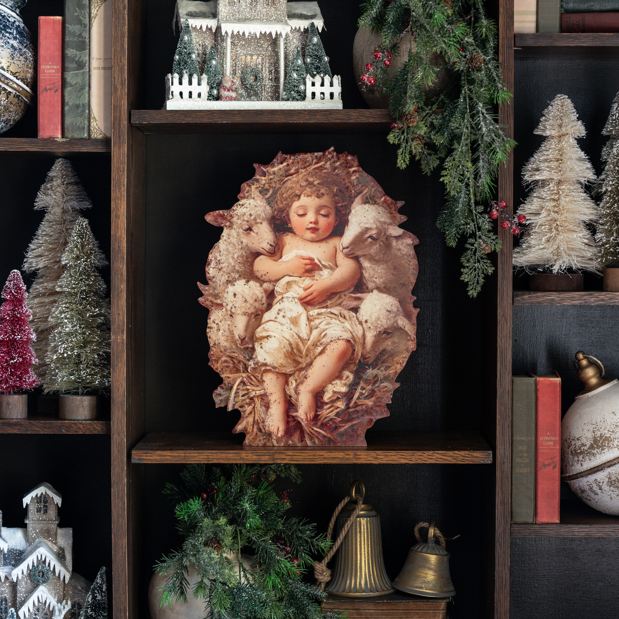 Baby Jesus with Lambs Metal Dummy Board, 18"