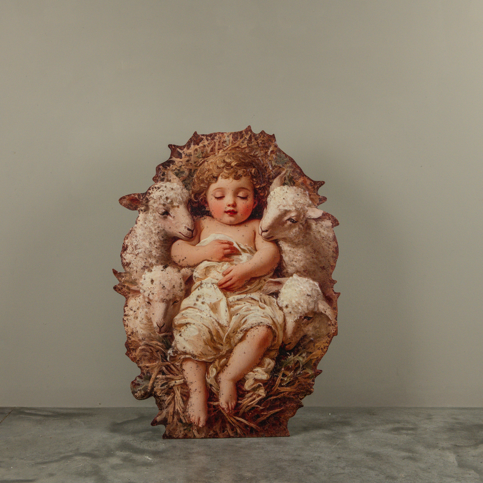 Baby Jesus with Lambs Metal Dummy Board, 36"