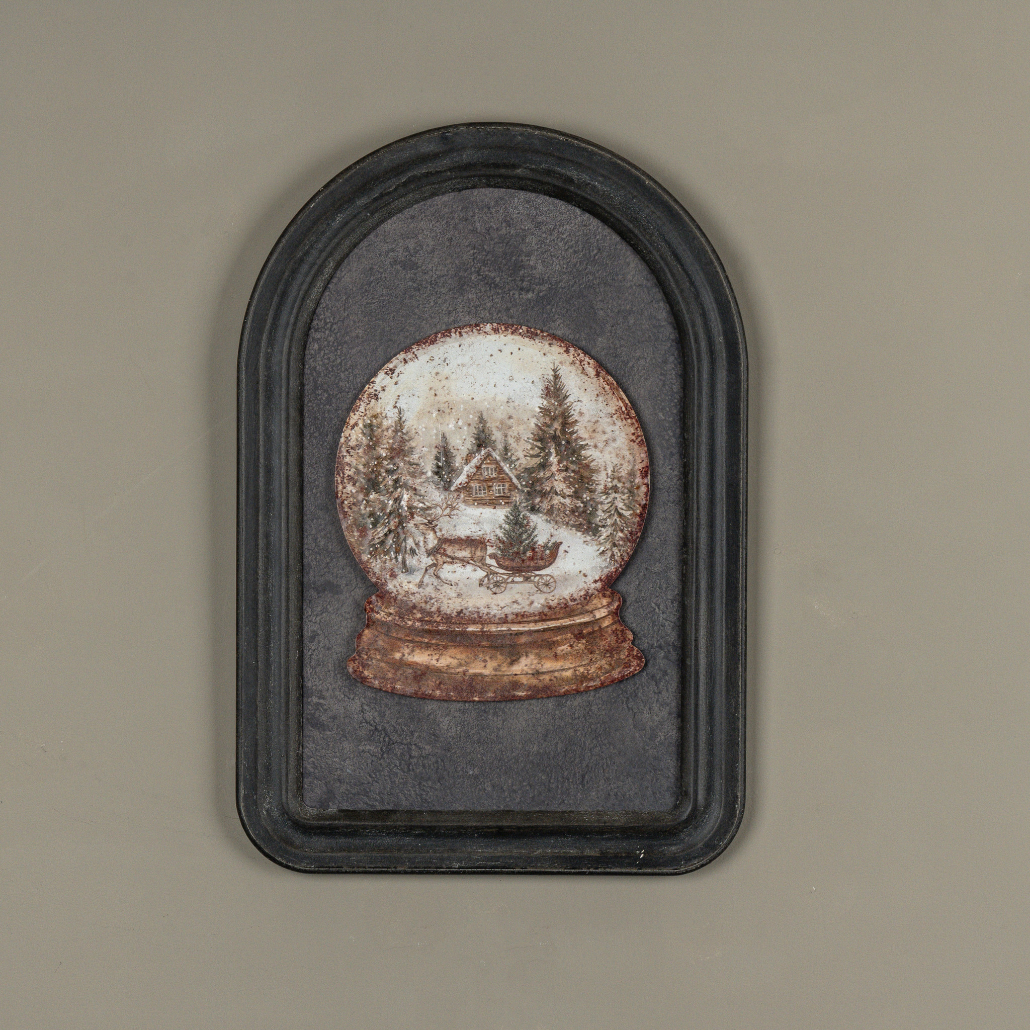 Cabin & Sled Snow Globe Metal Sign, 11.25", photo 3 of 4