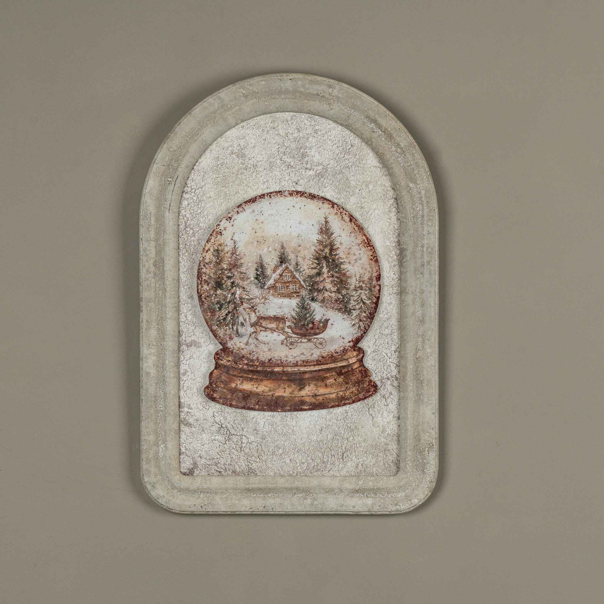 Cabin & Sled Snow Globe Metal Sign, 11.25", photo 4 of 4
