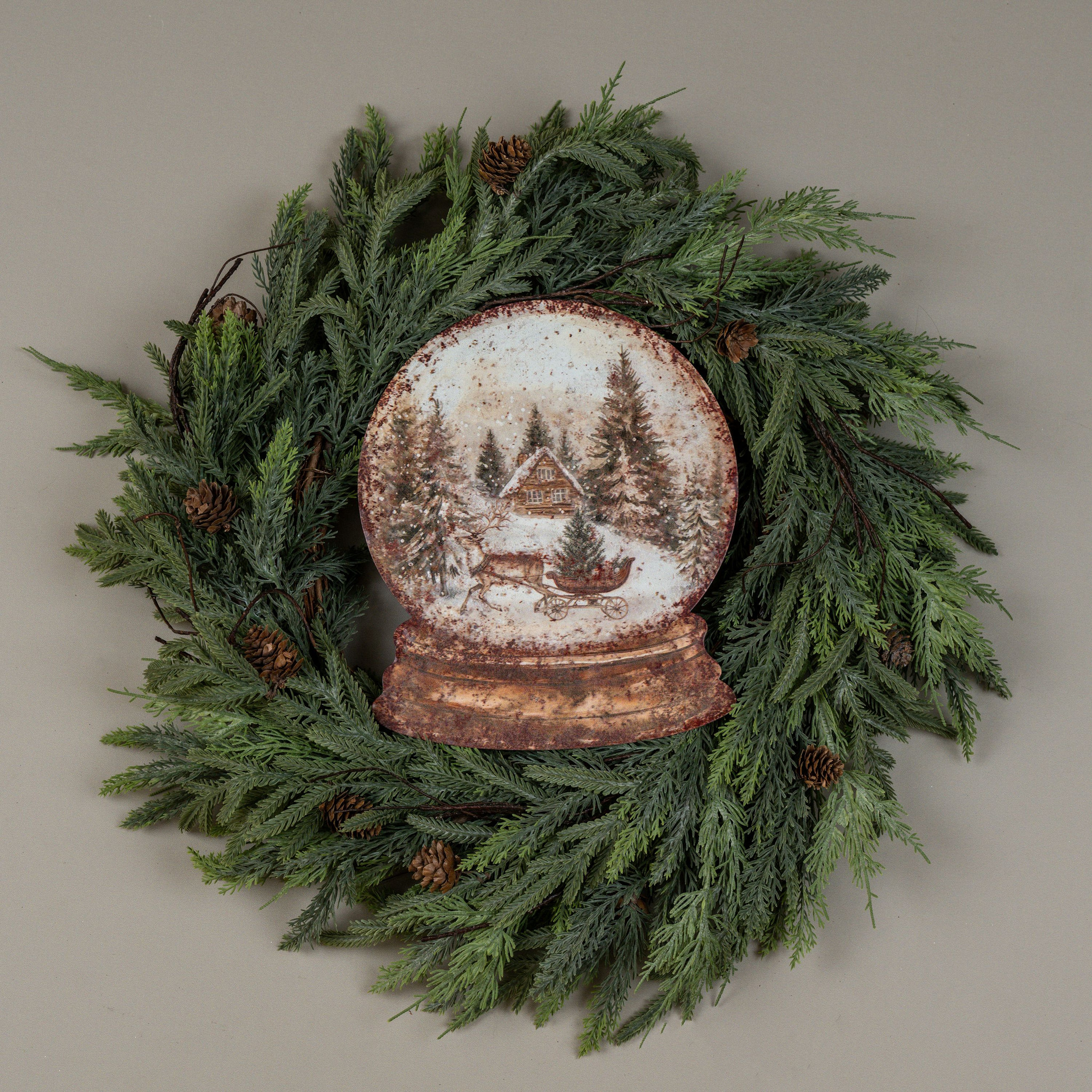 Cabin & Sled Snow Globe Metal Sign, 11.25", photo 2 of 4