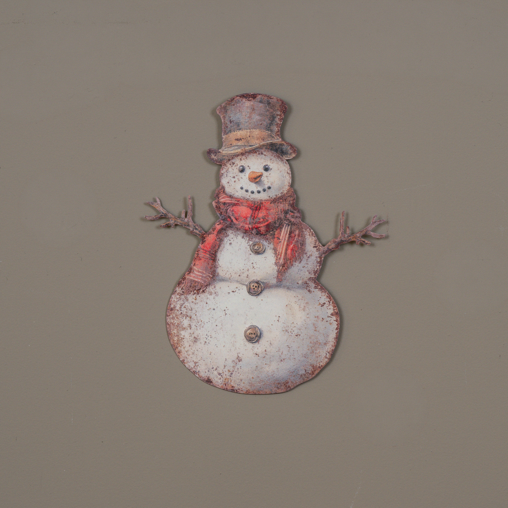 Red Scarf Snowman Metal Sign, 12"
