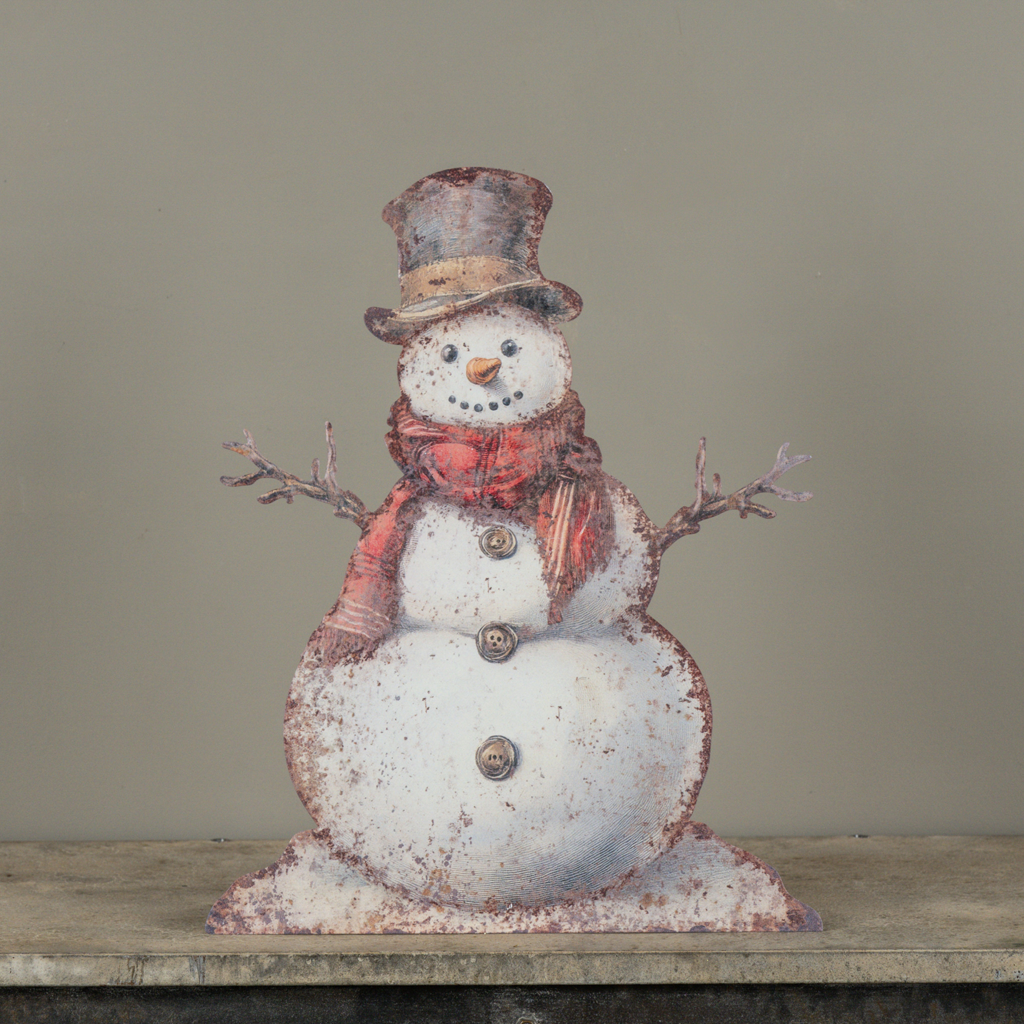 Red Scarf Snowman Metal Dummy Board, 19.5"