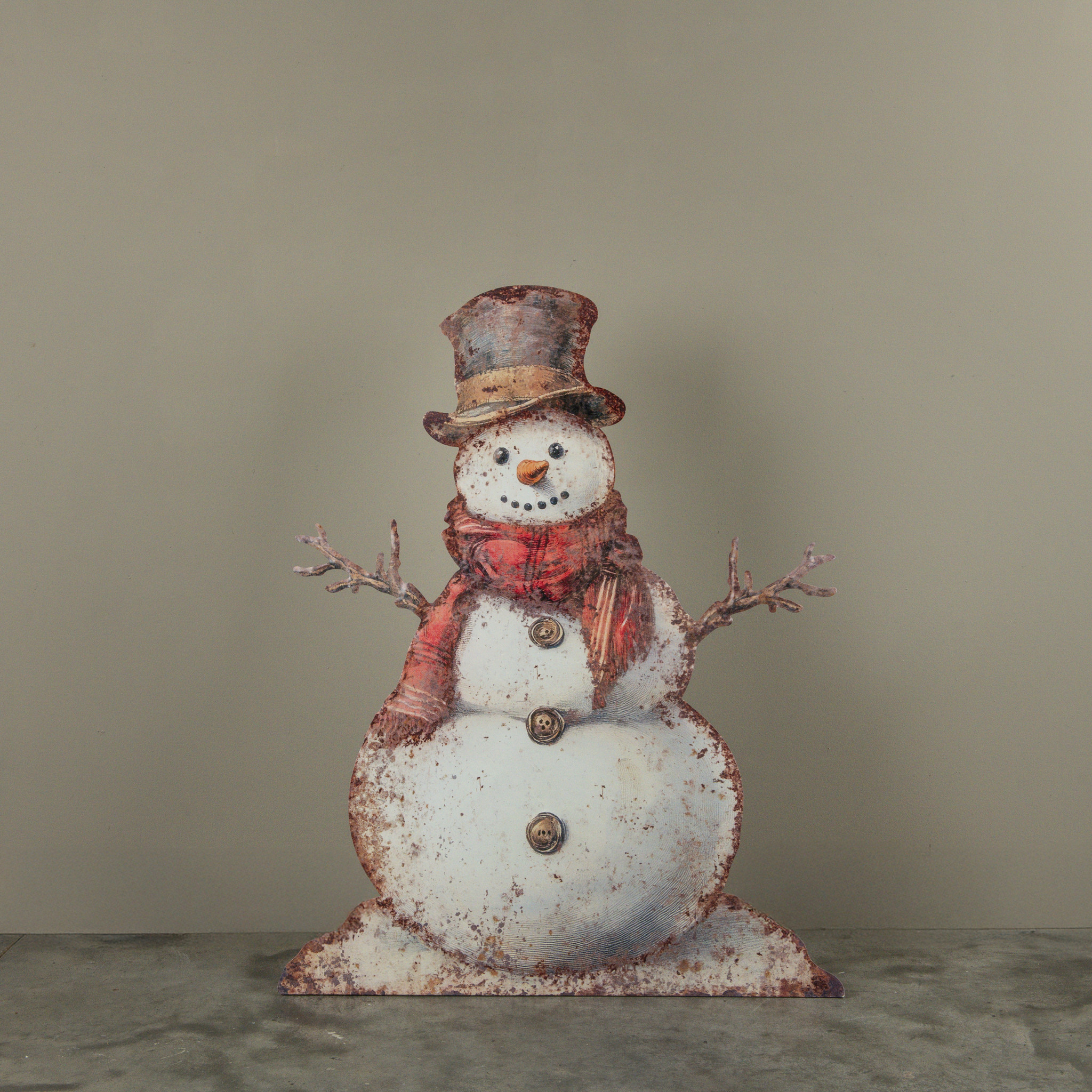 Red Scarf Snowman Metal Dummy Board, 36"