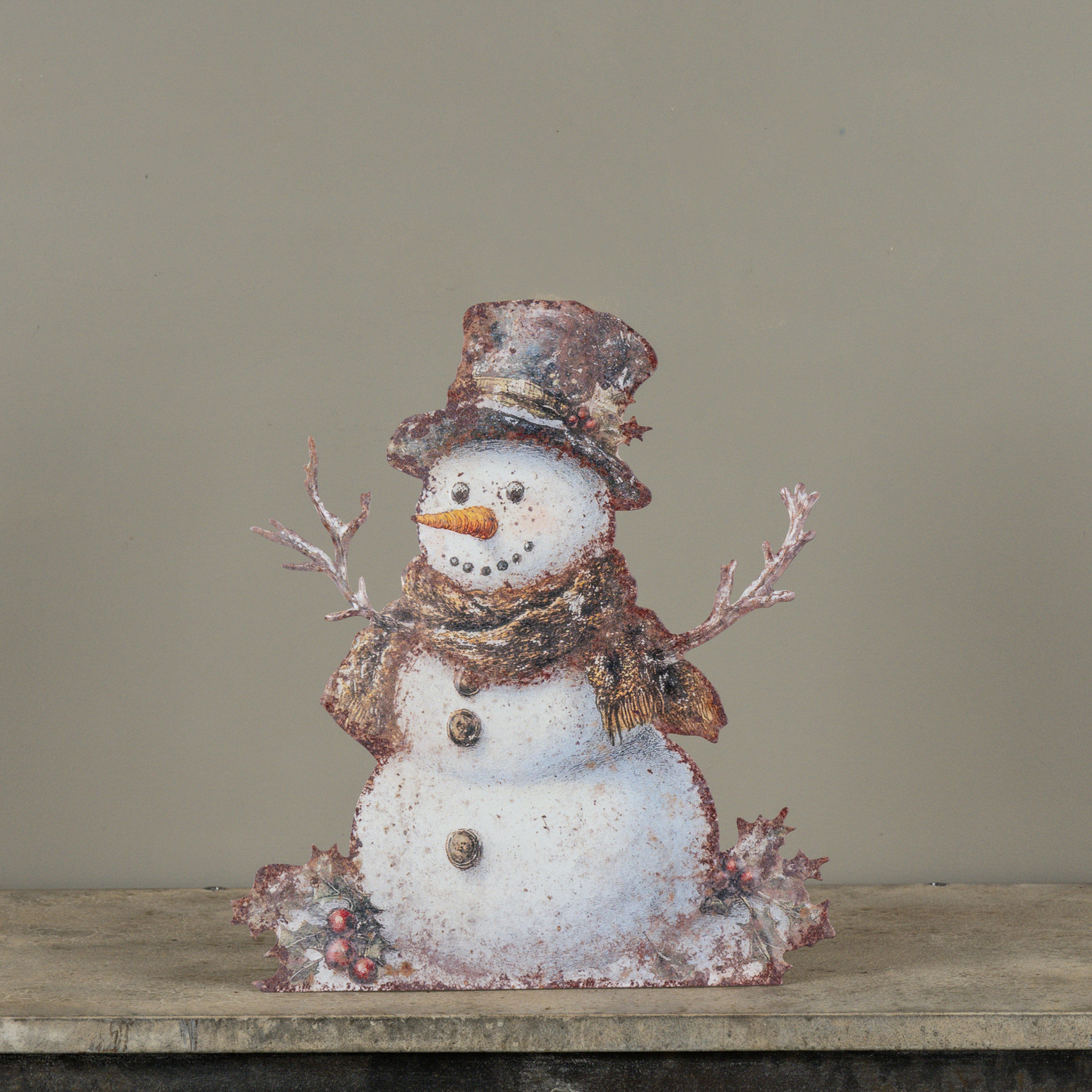 Holly Snowman Metal Dummy Board, 15.5"