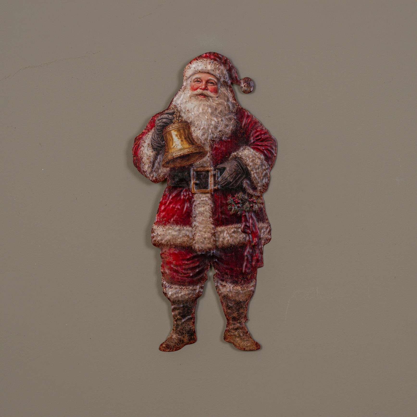 Santa with Bell Metal Sign, 15.75"