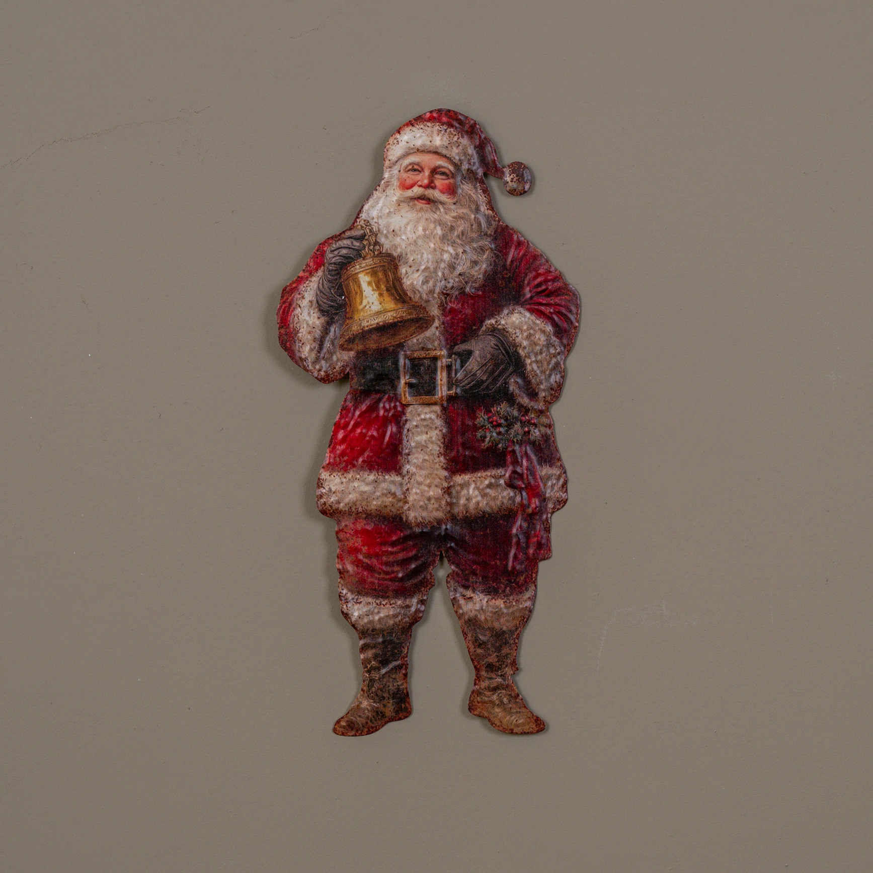 Santa with Bell Metal Sign, 15.75"