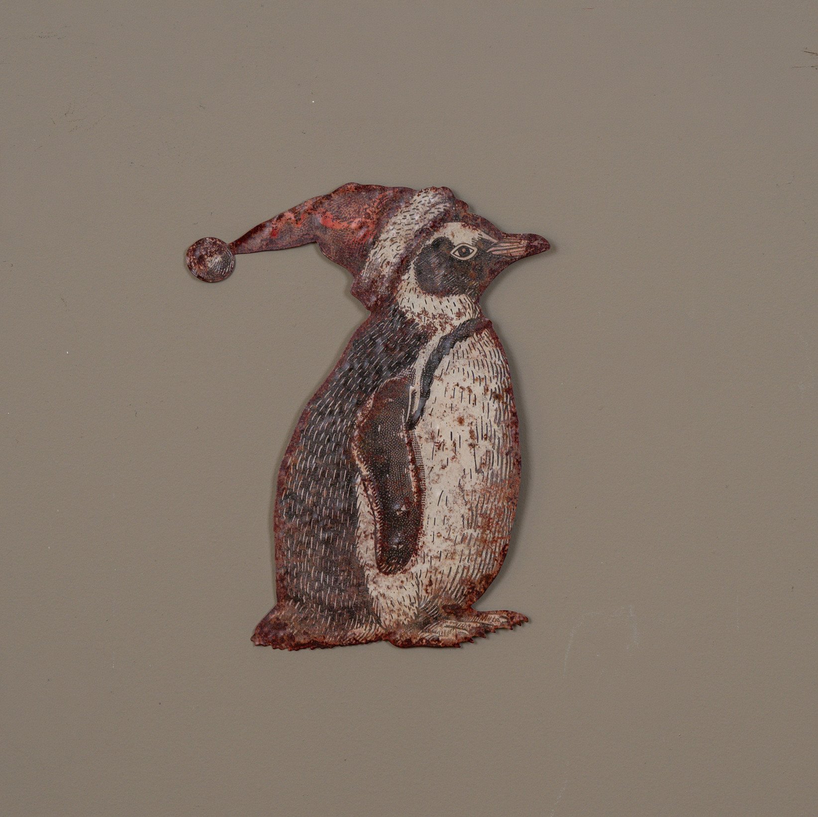 Santa Hat Penguin Metal Sign, 12"