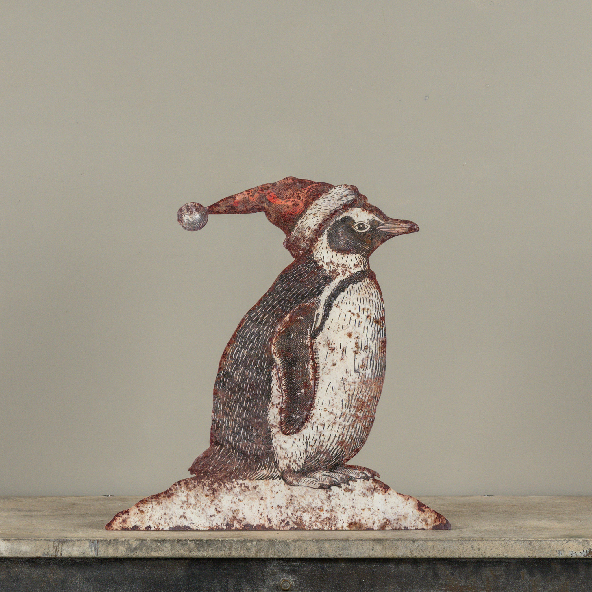 Santa Hat Penguin Metal Dummy Board, 16"