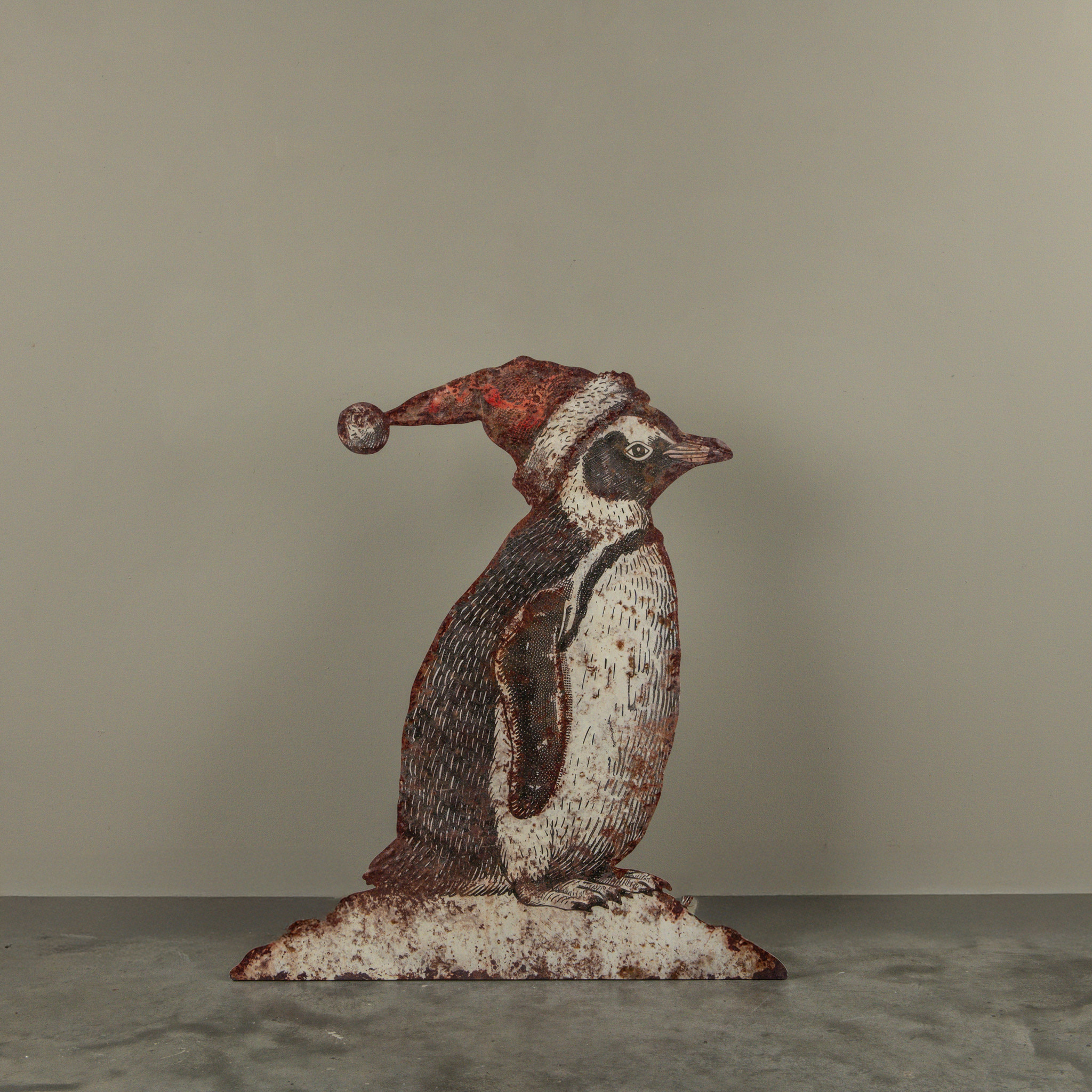 Santa Hat Penguin Metal Dummy Board, 32"