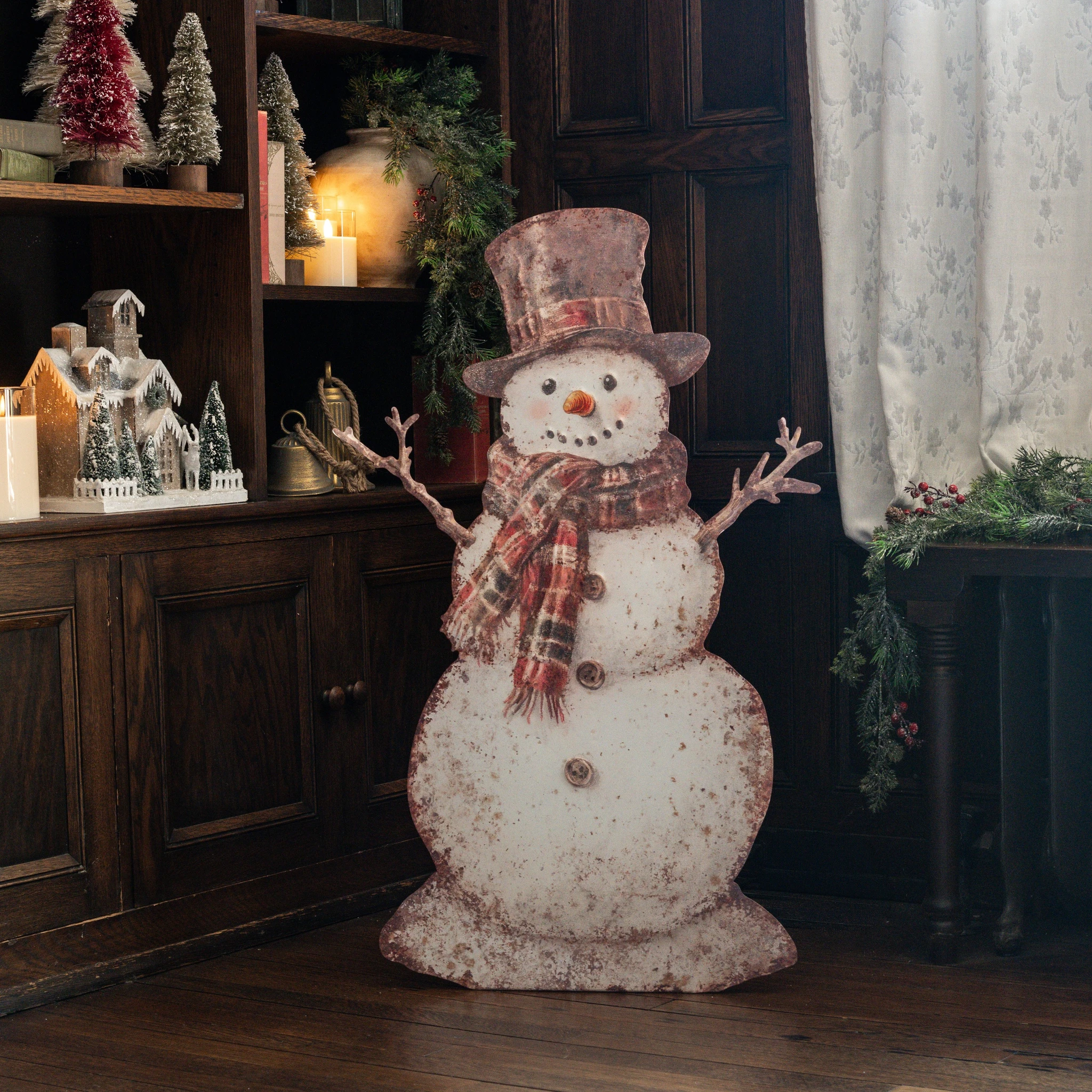 Plaid Snowman Metal Dummy Board, 36"