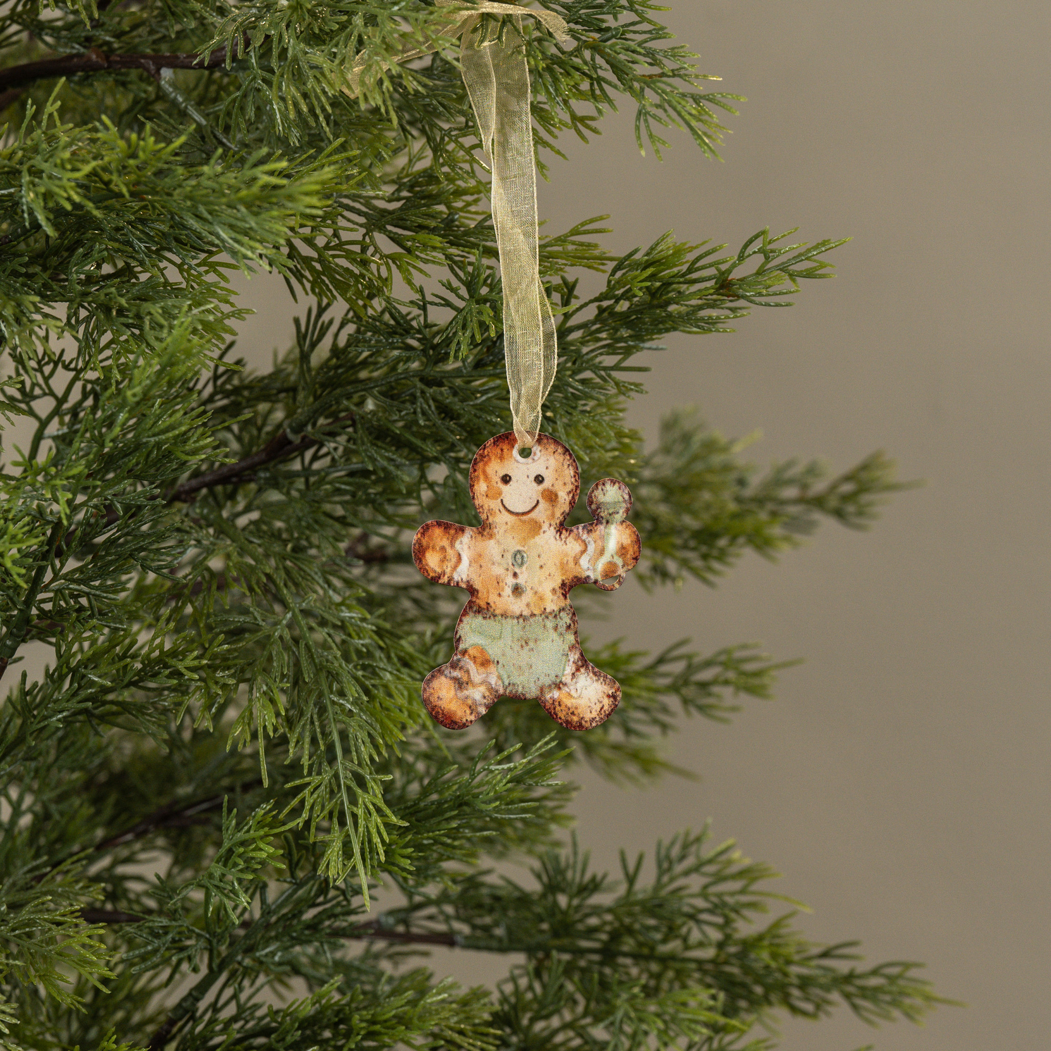 Baby Boy Gingerbread Metal Ornament, 3"