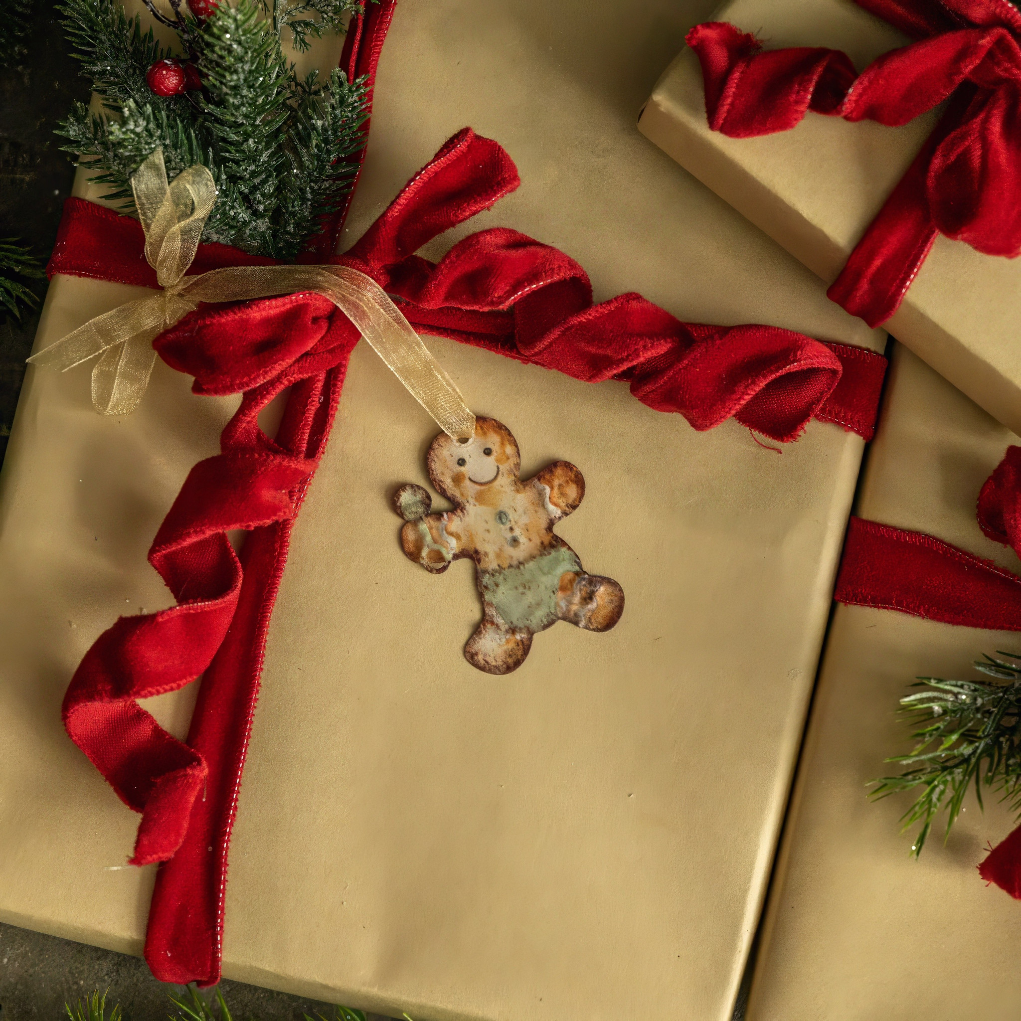 Baby Boy Gingerbread Metal Ornament, 3"