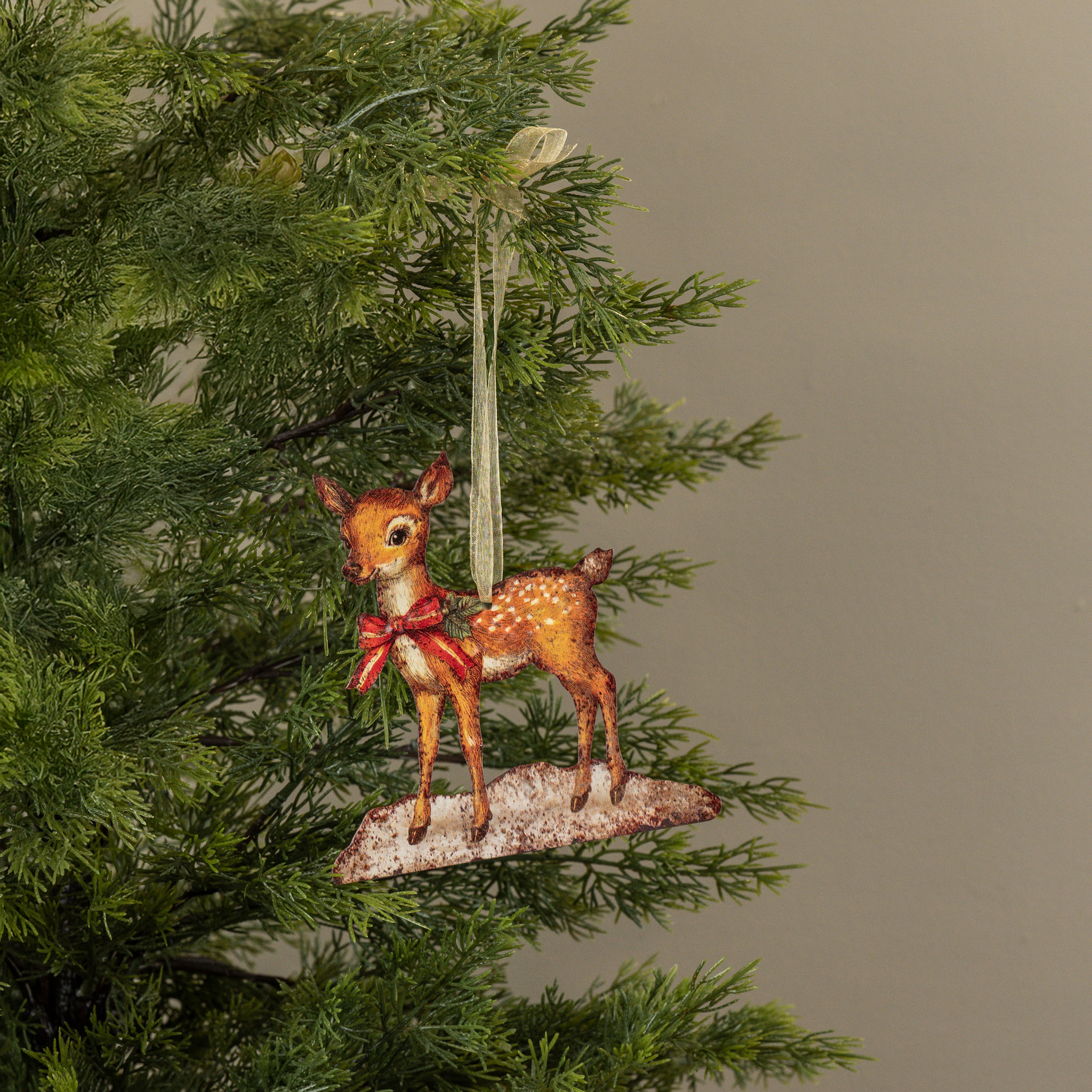 Holly the Reindeer Metal Ornament, 5.75"