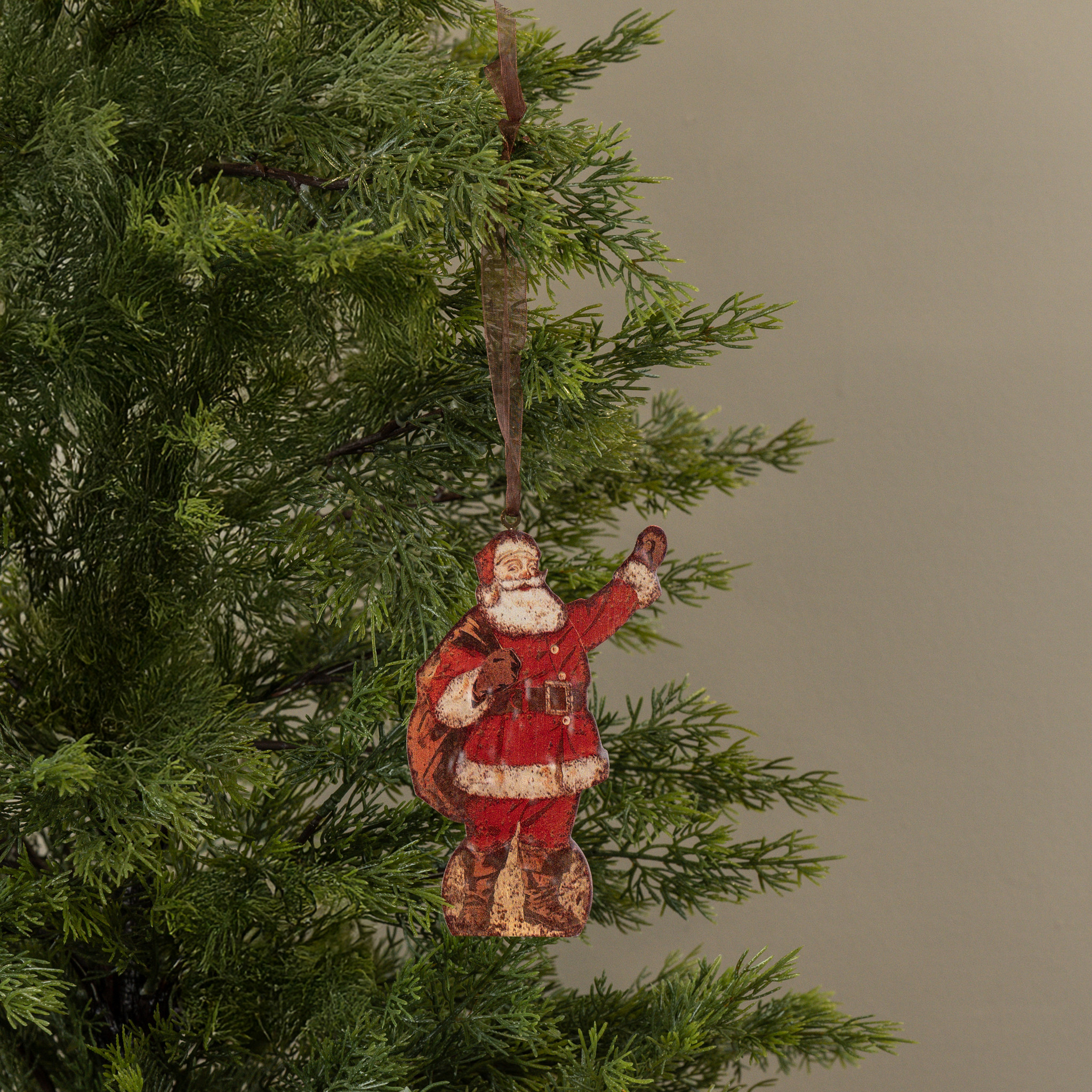 Waving Saint Nick Metal Ornament, 6"