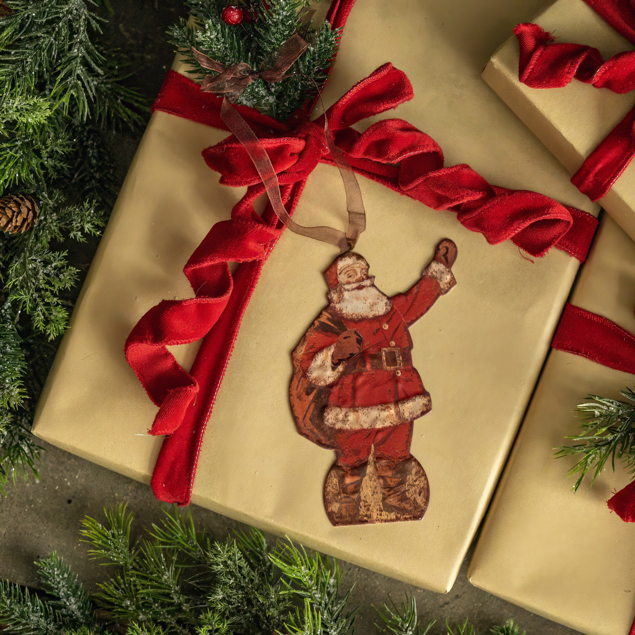 Waving Saint Nick Metal Ornament, 6", photo 2 of 2