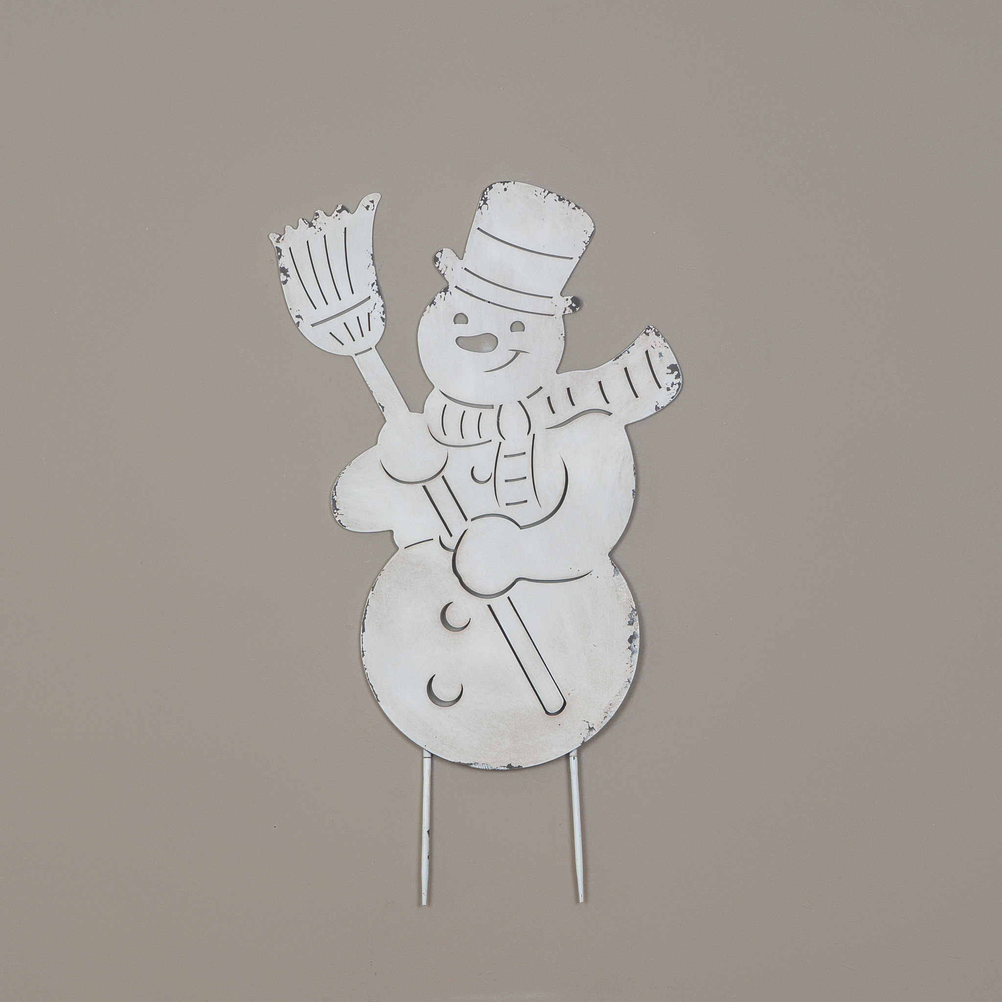 Snowman with Broom Stake, 30"