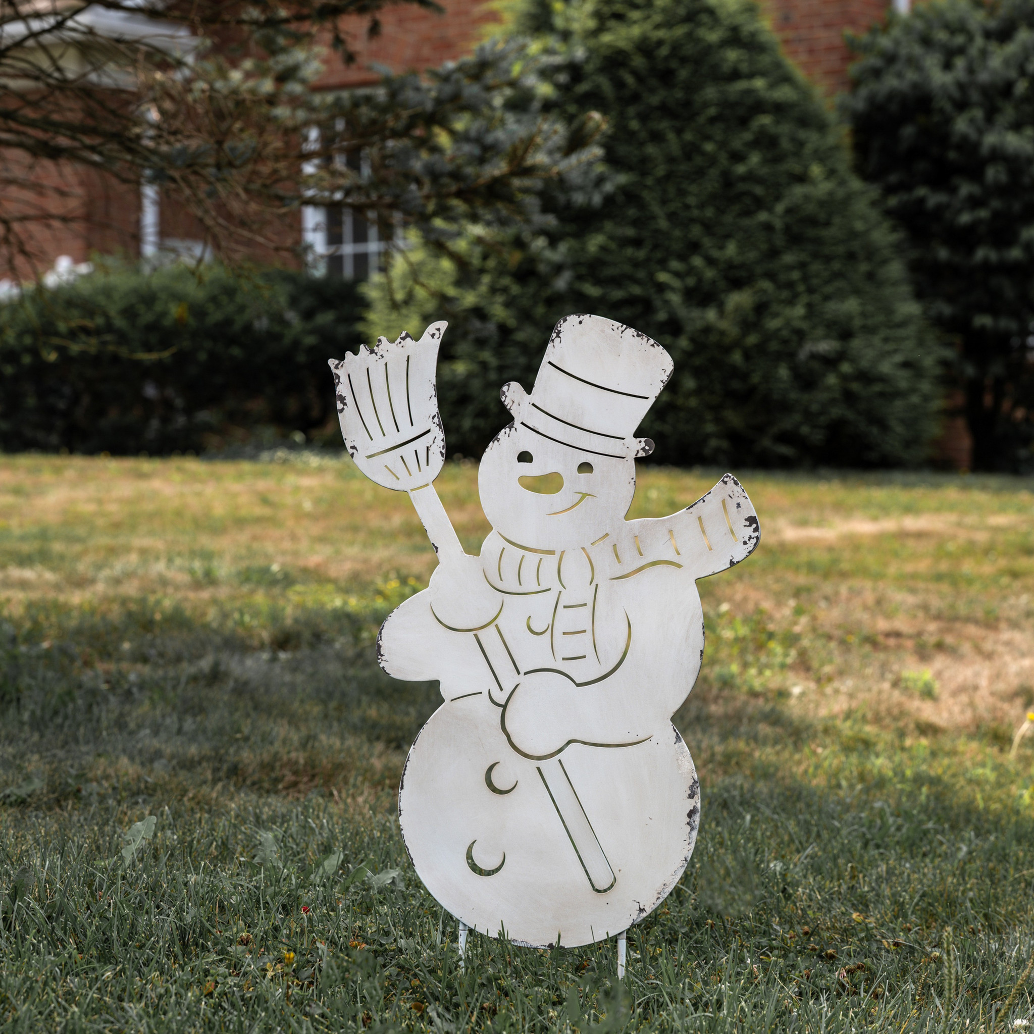 Snowman with Broom Stake, 30", photo 2 of 2