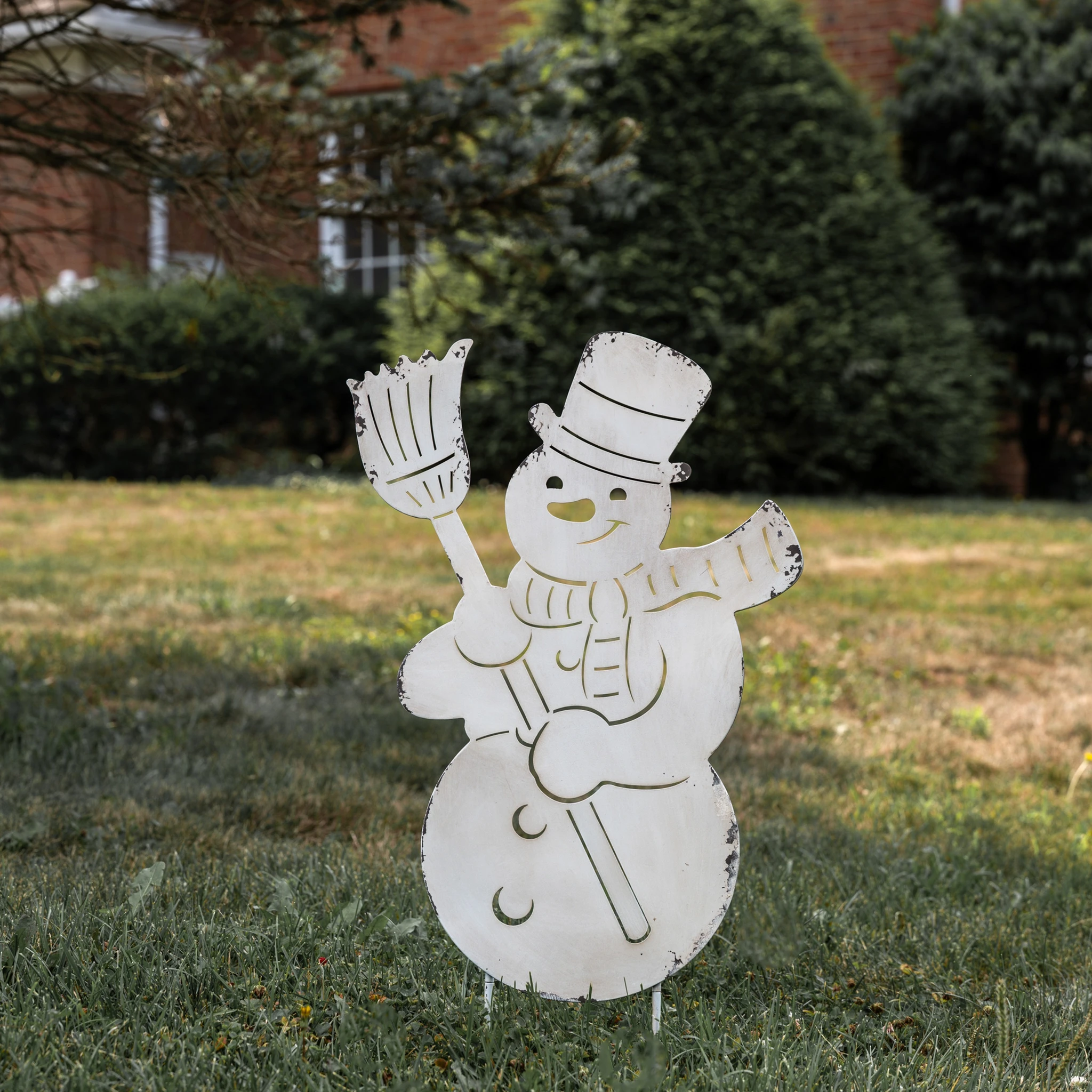 Snowman with Broom Stake, 30", photo 2 of 2