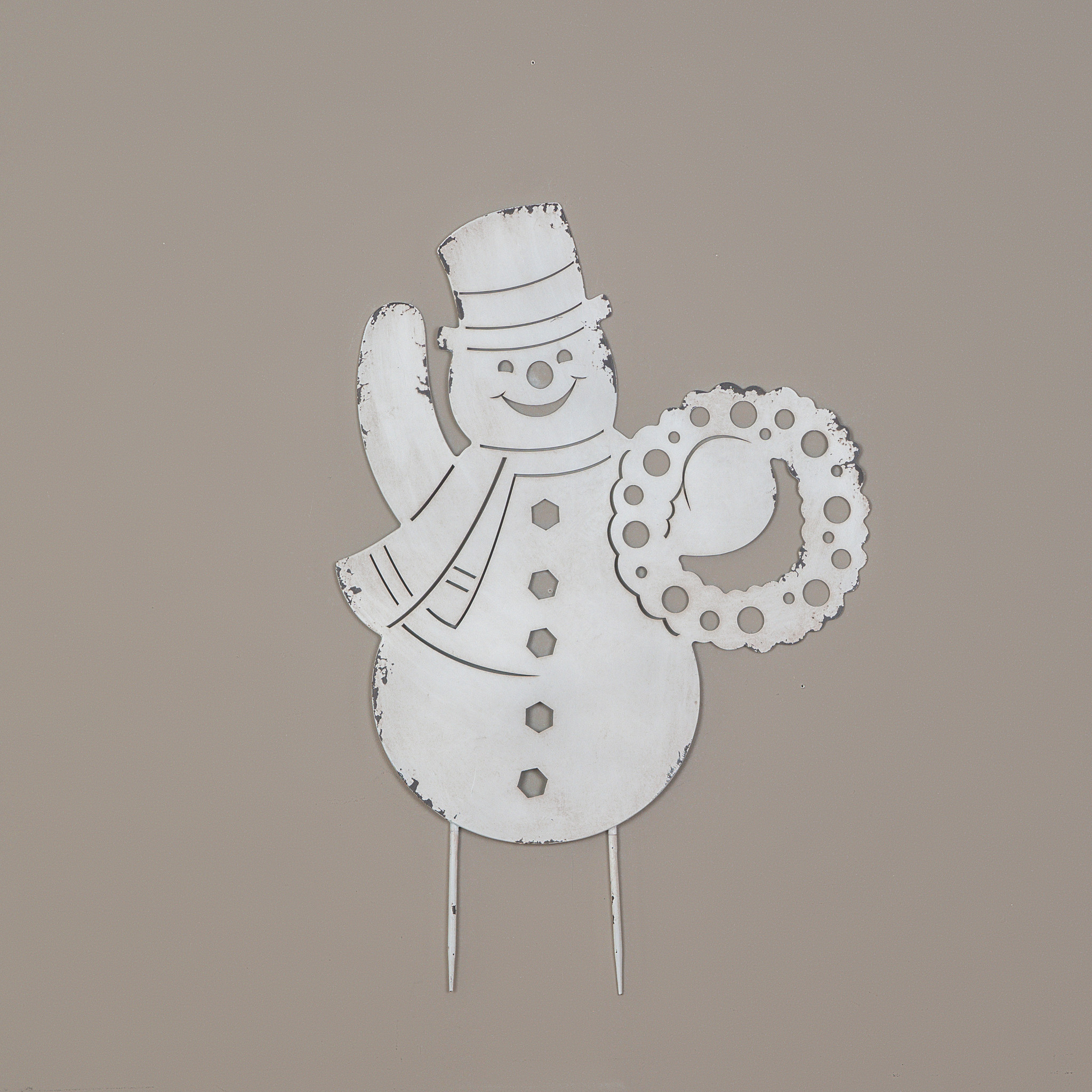 Snowman with Wreath Stake, 30"