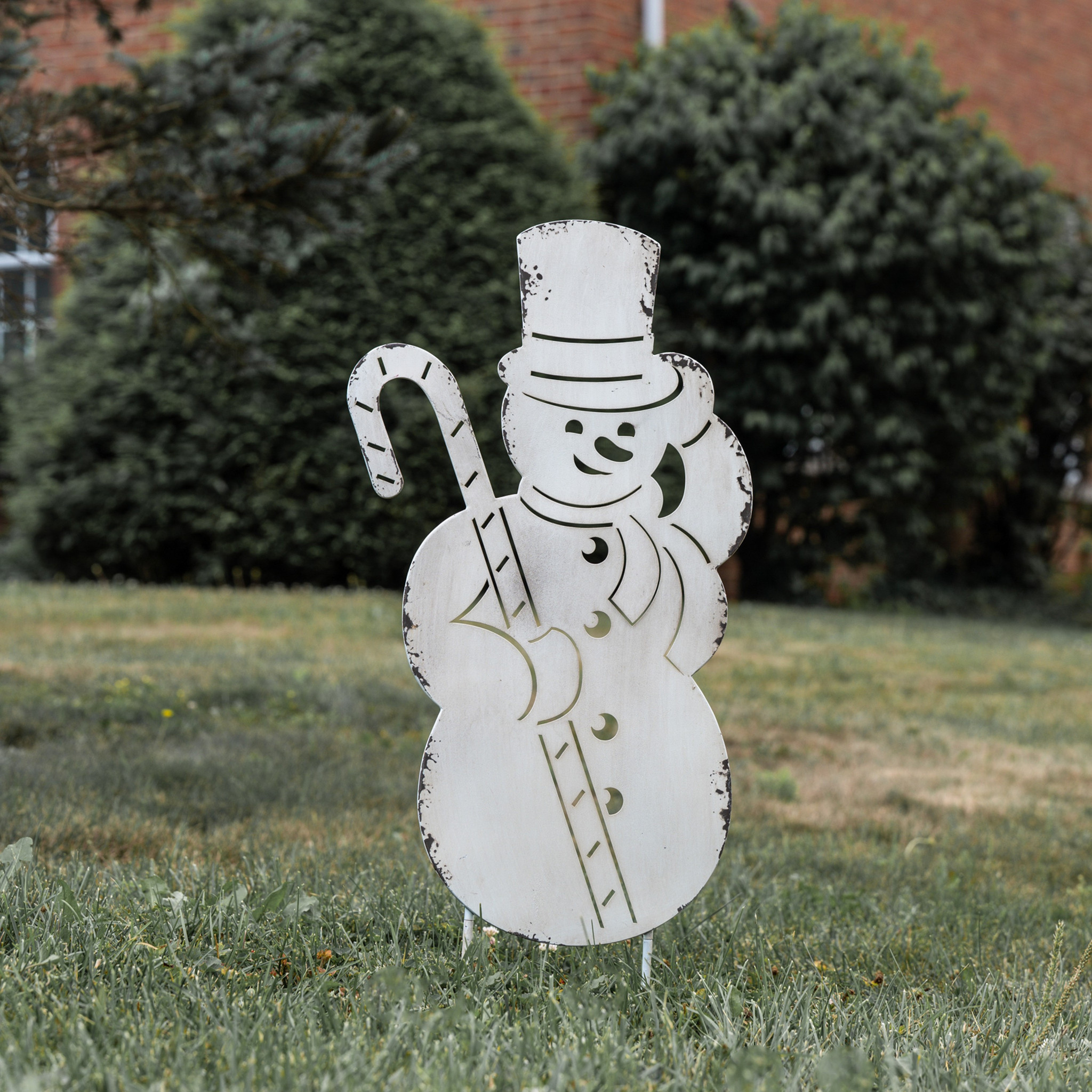 Snowman with Candy Cane Stake, 30", photo 2 of 2