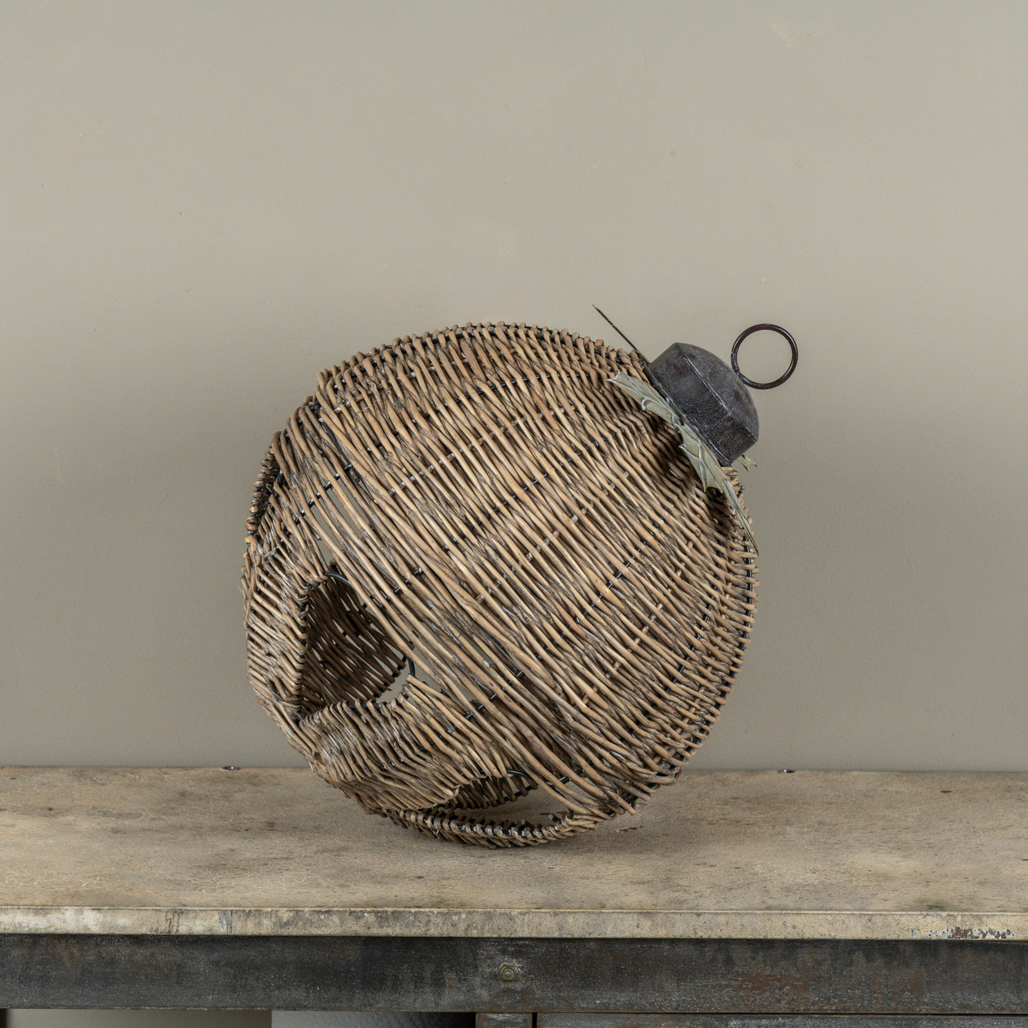 Wicker Sleigh Bell with Holly, 16", photo 3 of 4