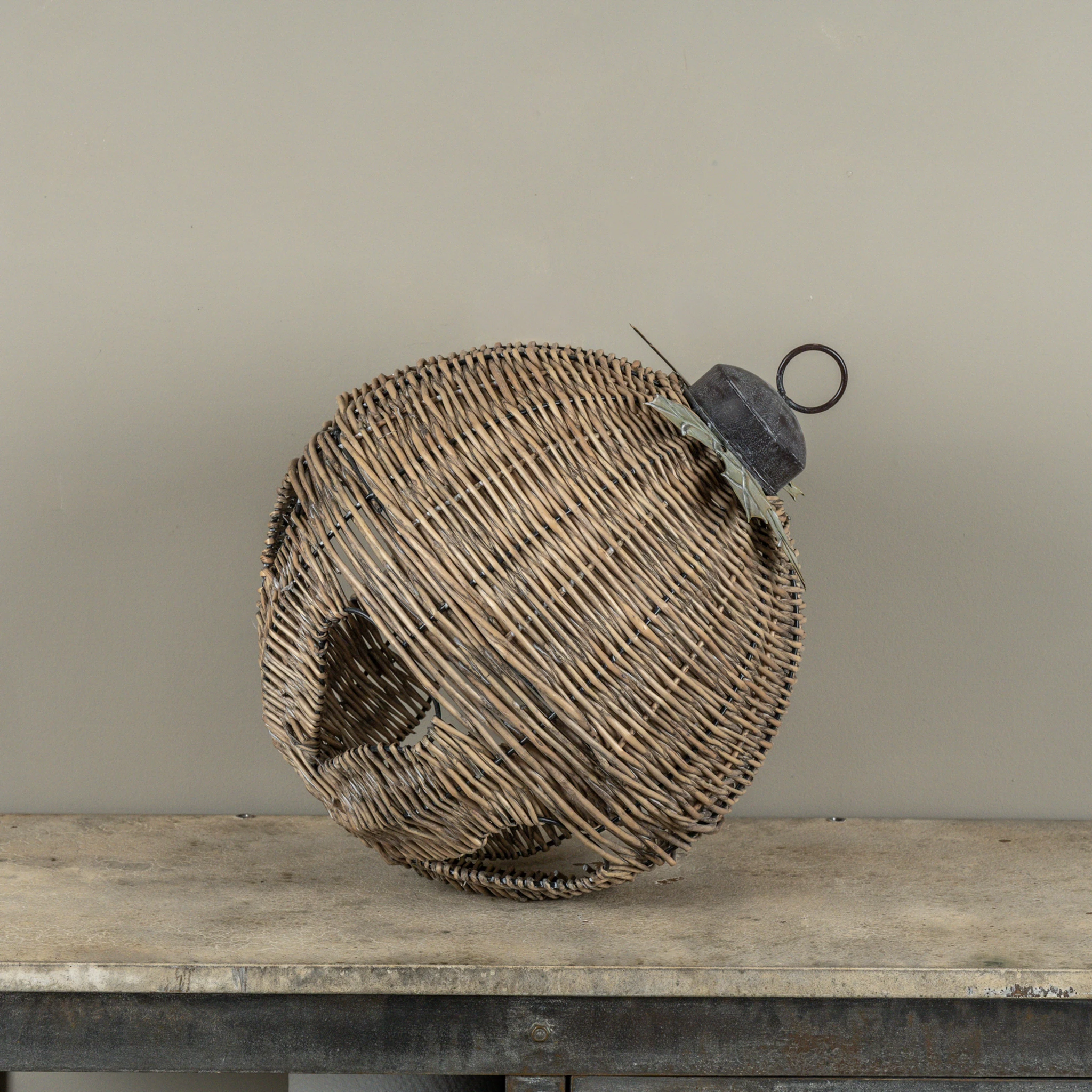 Wicker Sleigh Bell with Holly, 16", photo 3 of 4