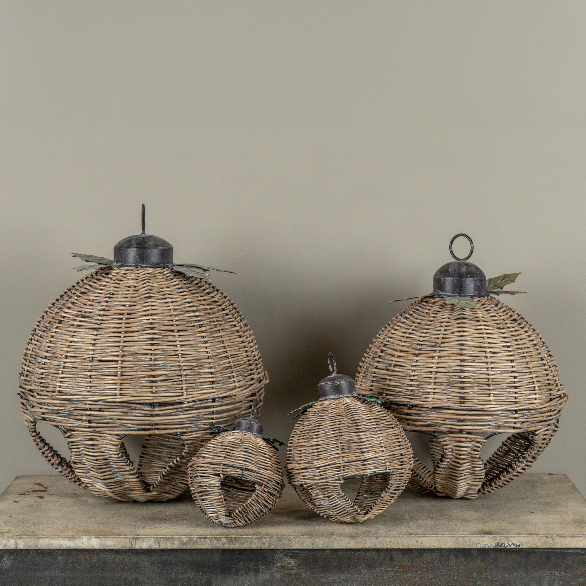 Wicker Sleigh Bell with Holly, 16", photo 4 of 4