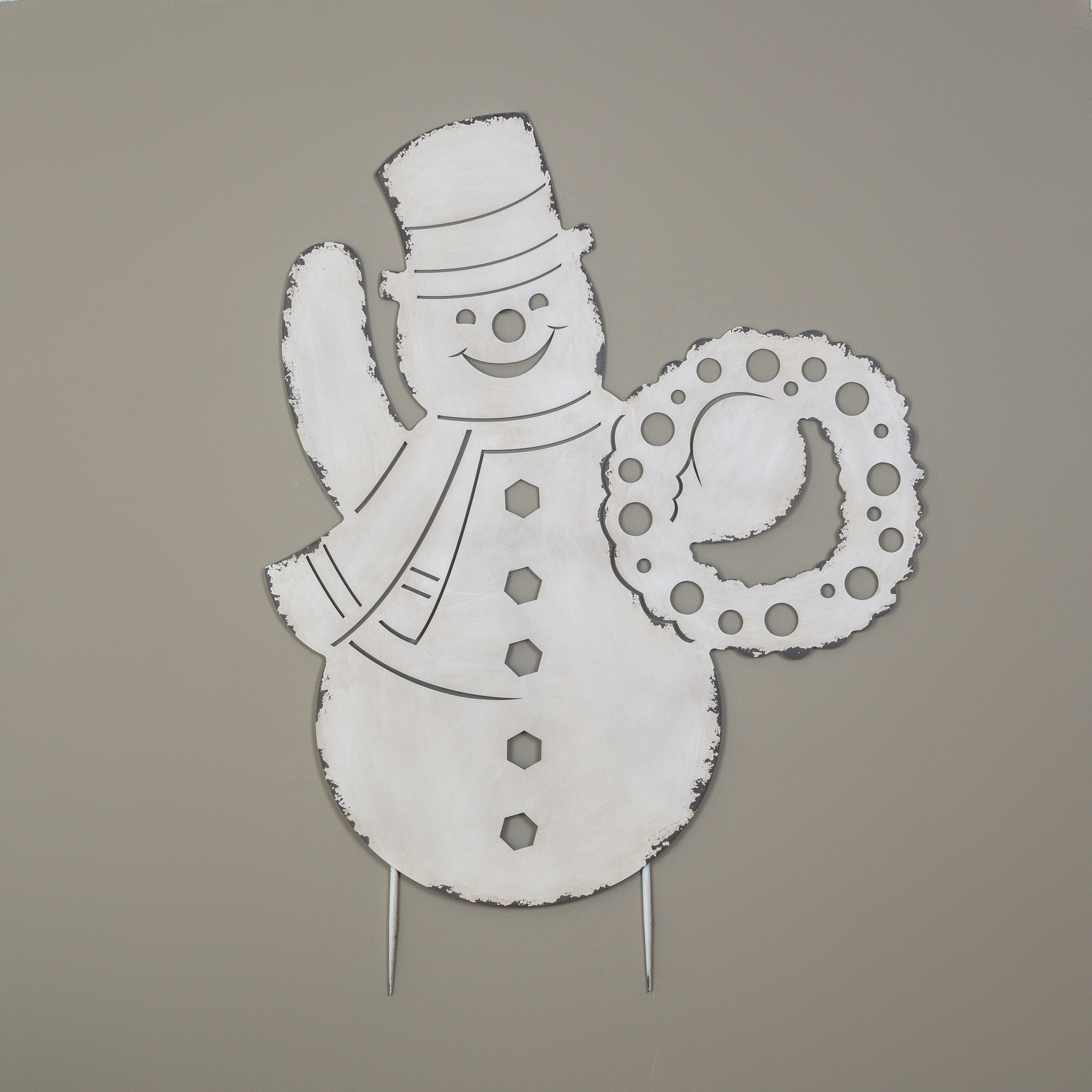 Snowman with Wreath Stake, 56"