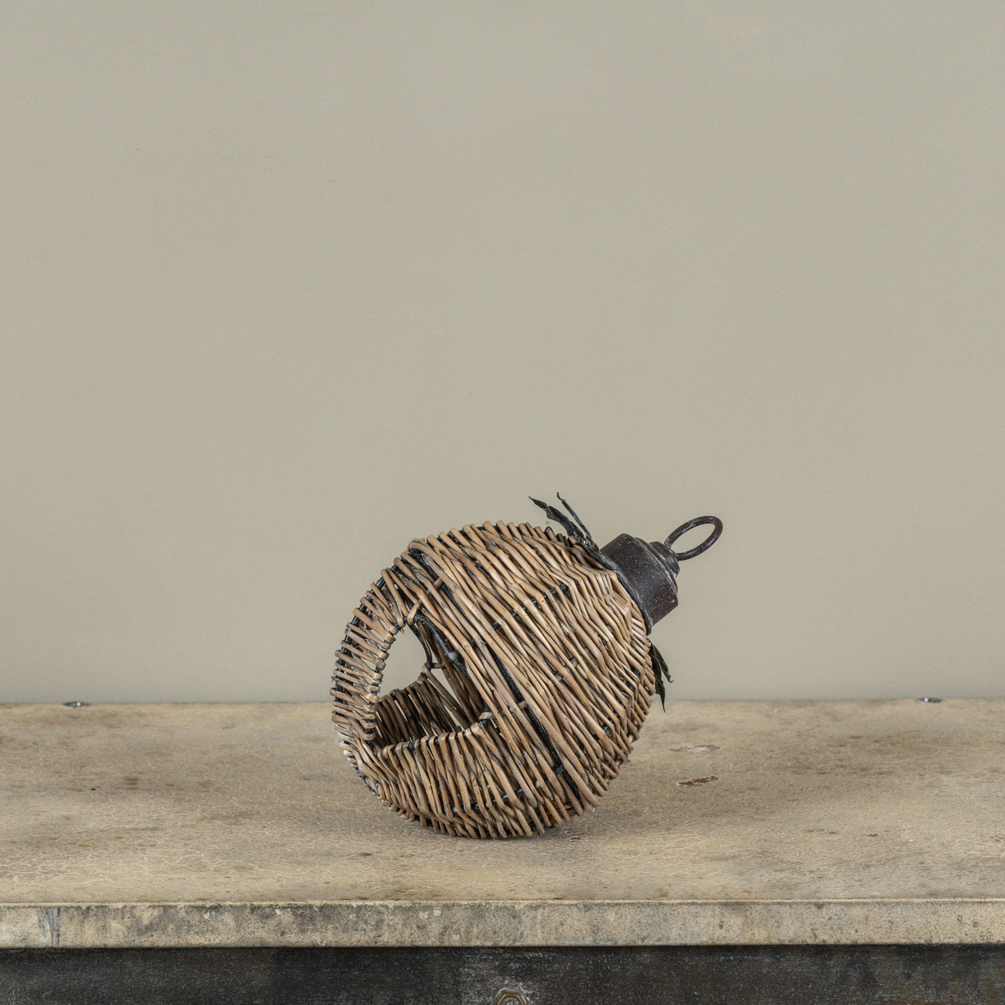 Wicker Sleigh Bell with Holly, 6.25", photo 2 of 4