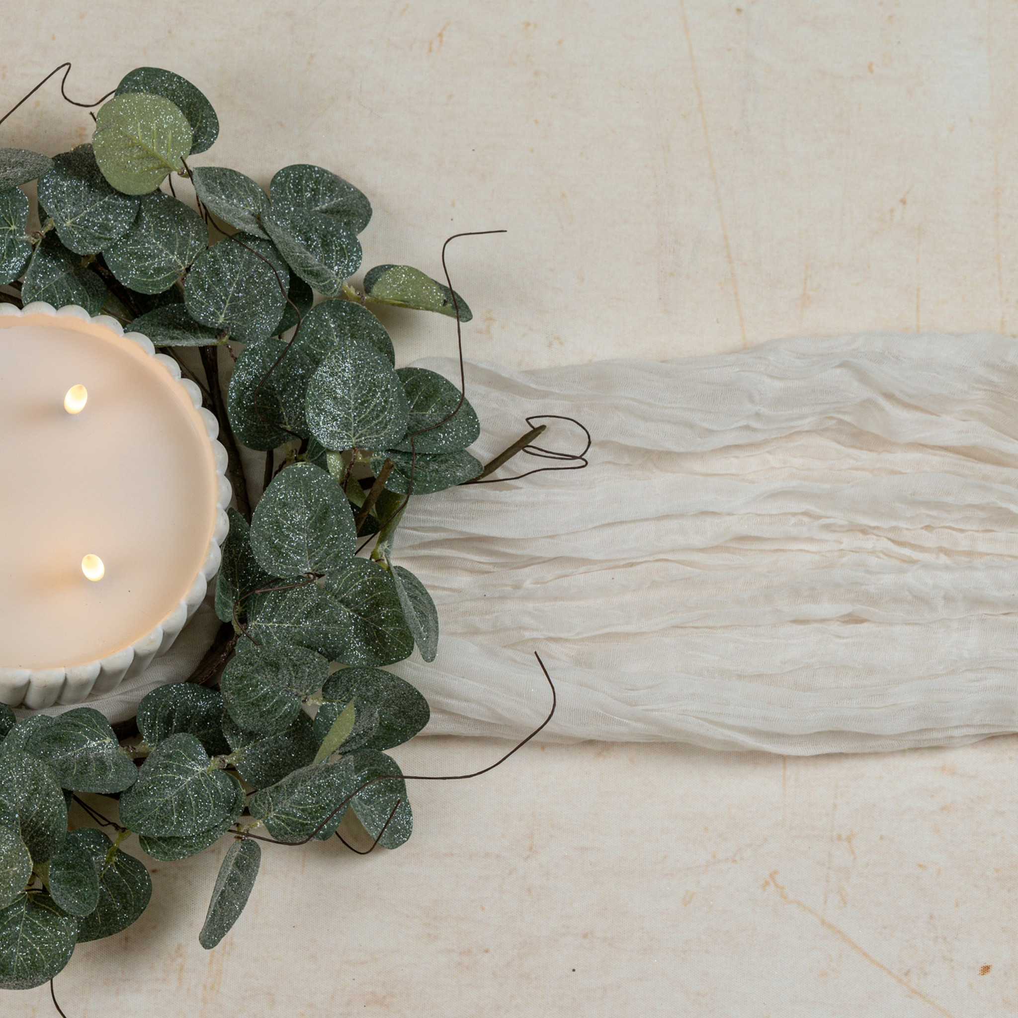 Glittered Eucalyptus & Twig Candle Ring, 14", photo 4 of 4