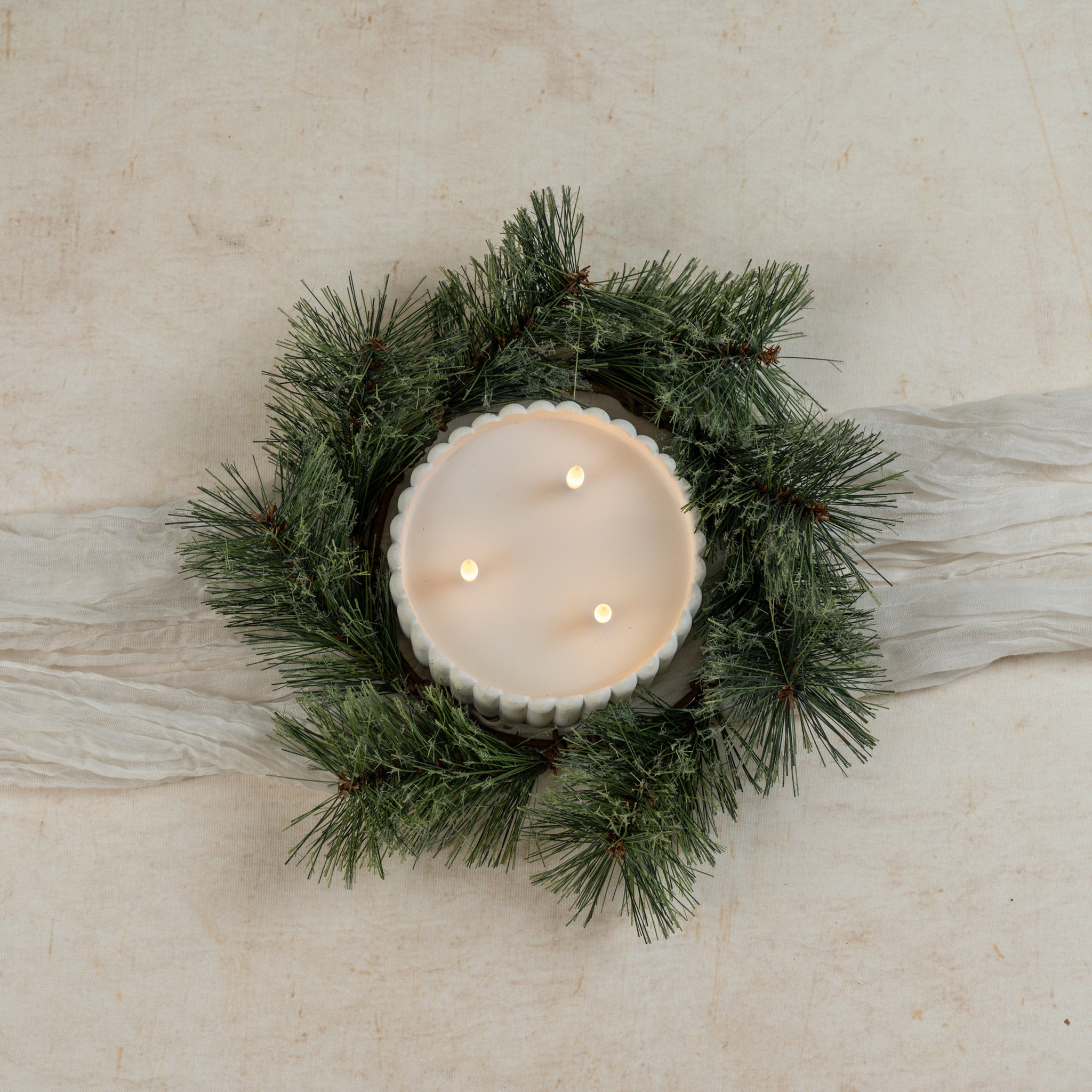 Winter Pine Candle Ring, 12"