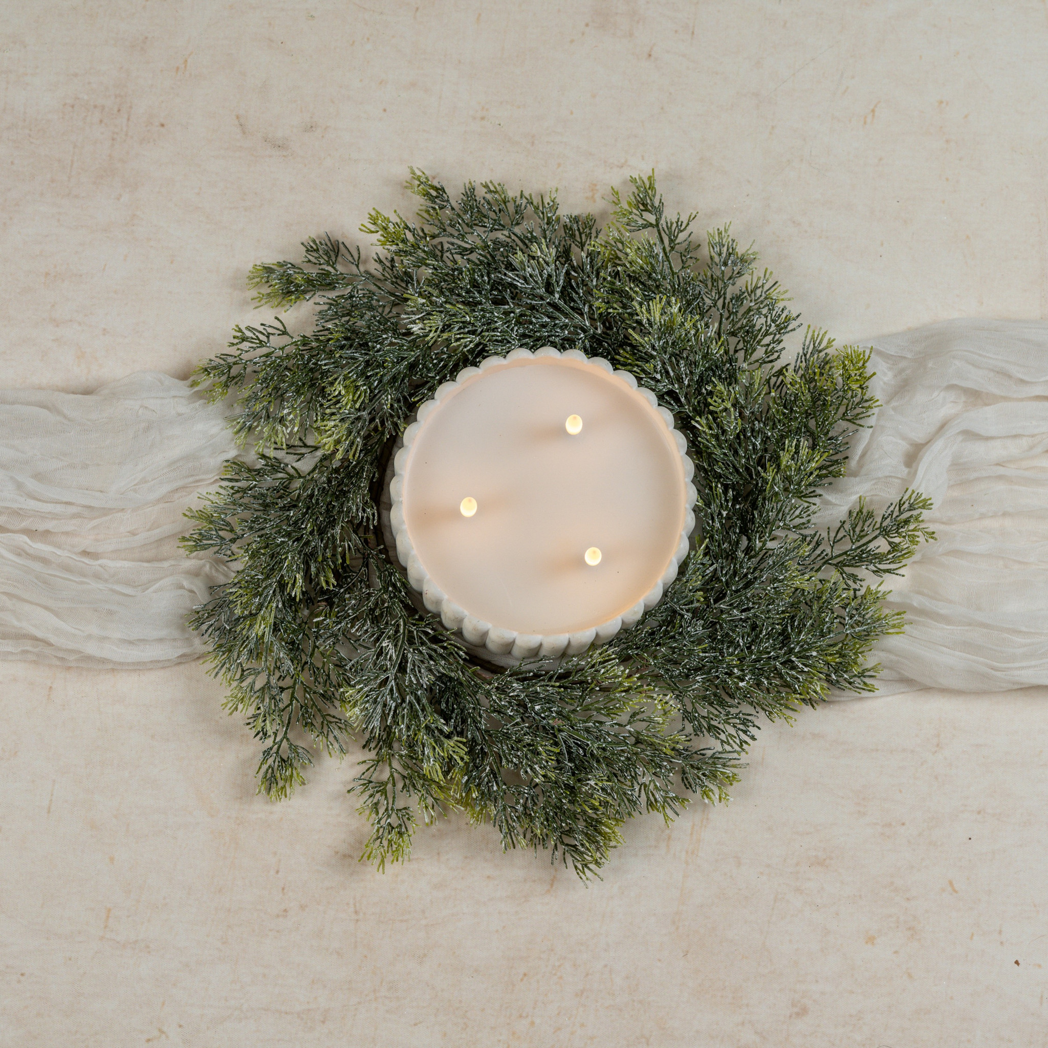 Snow Dusted Pine Candle Ring, 14", photo 3 of 3