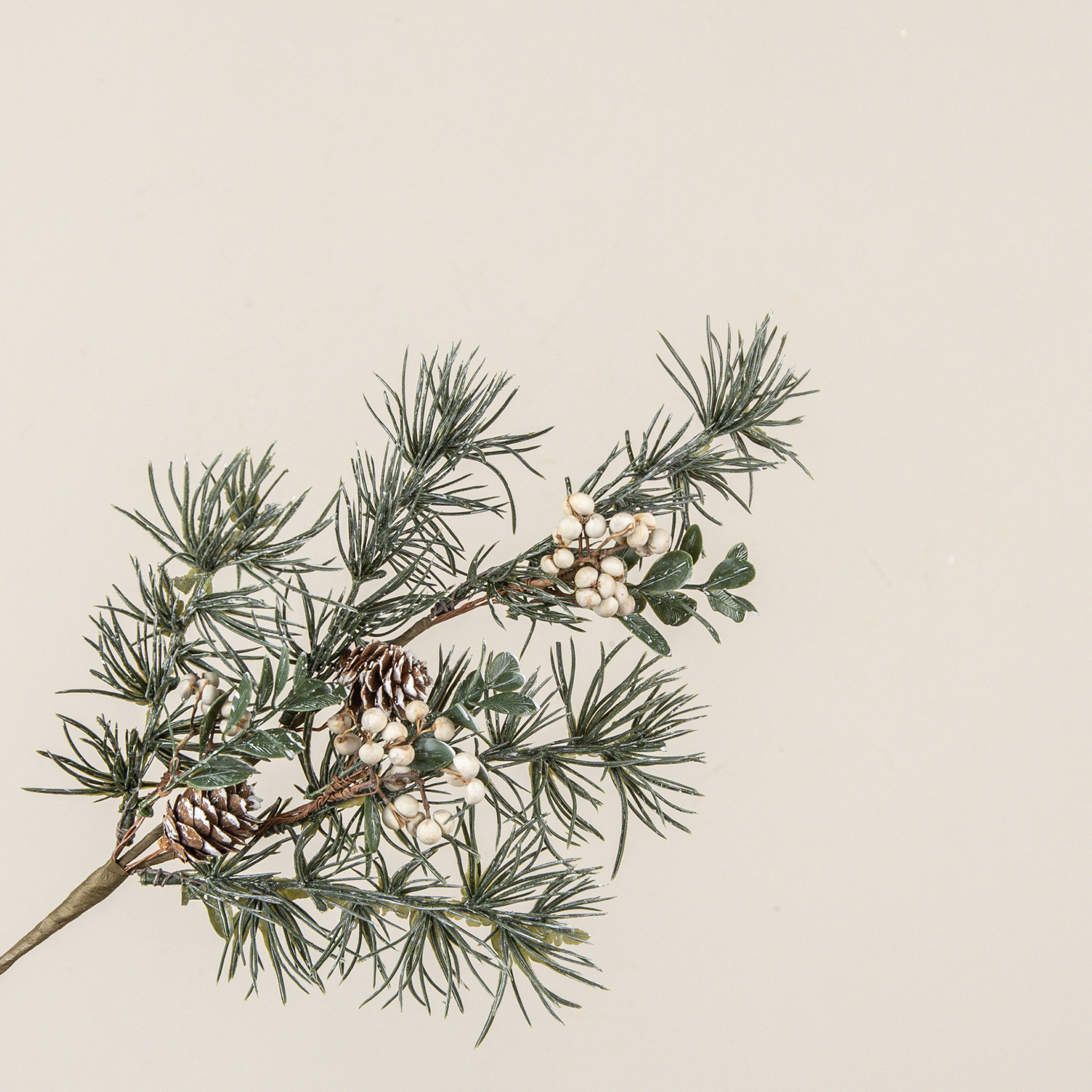 Pine with Cream Berries Spray, 17"